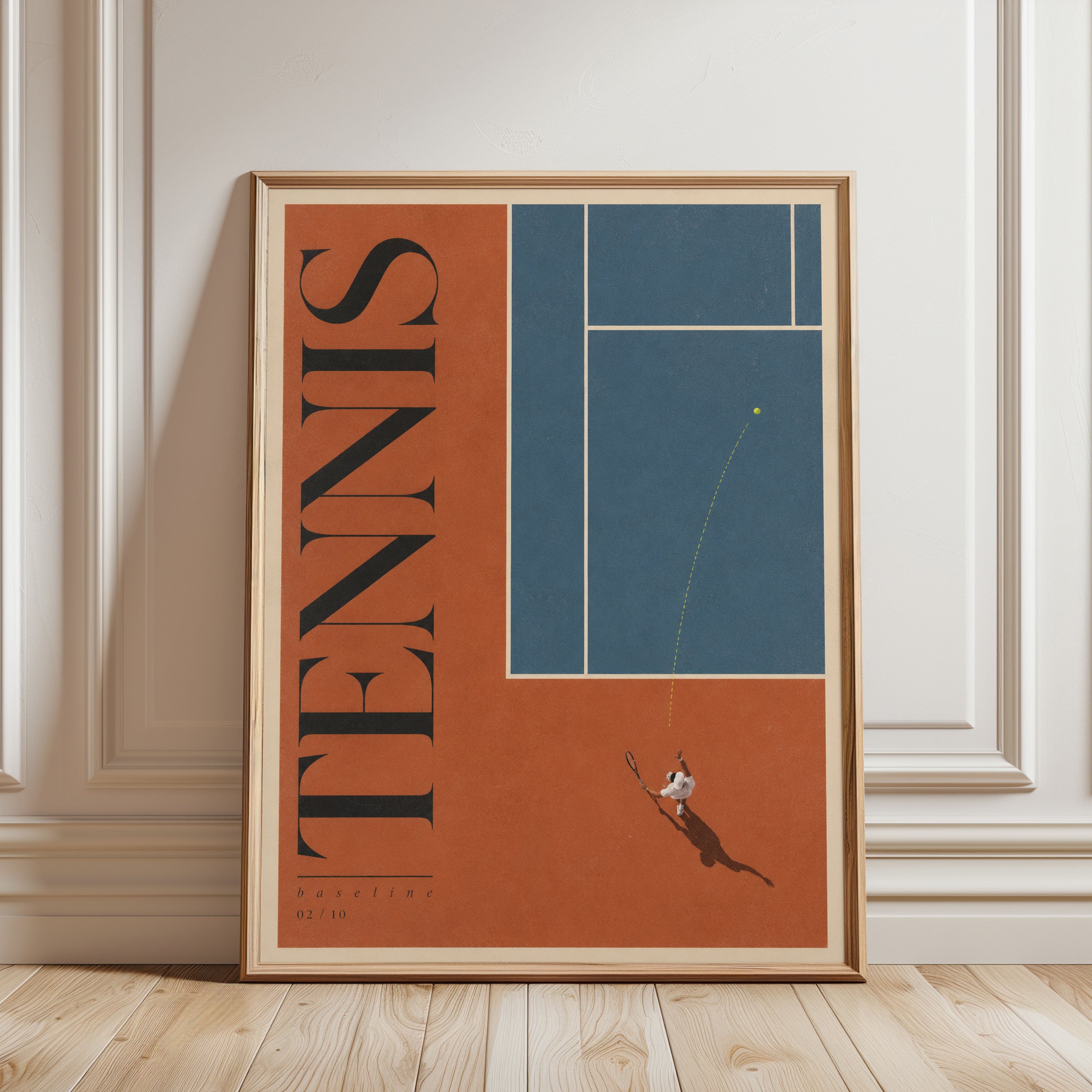Tennis Wall Art Print: Mid-Century Modern Style - framed detail