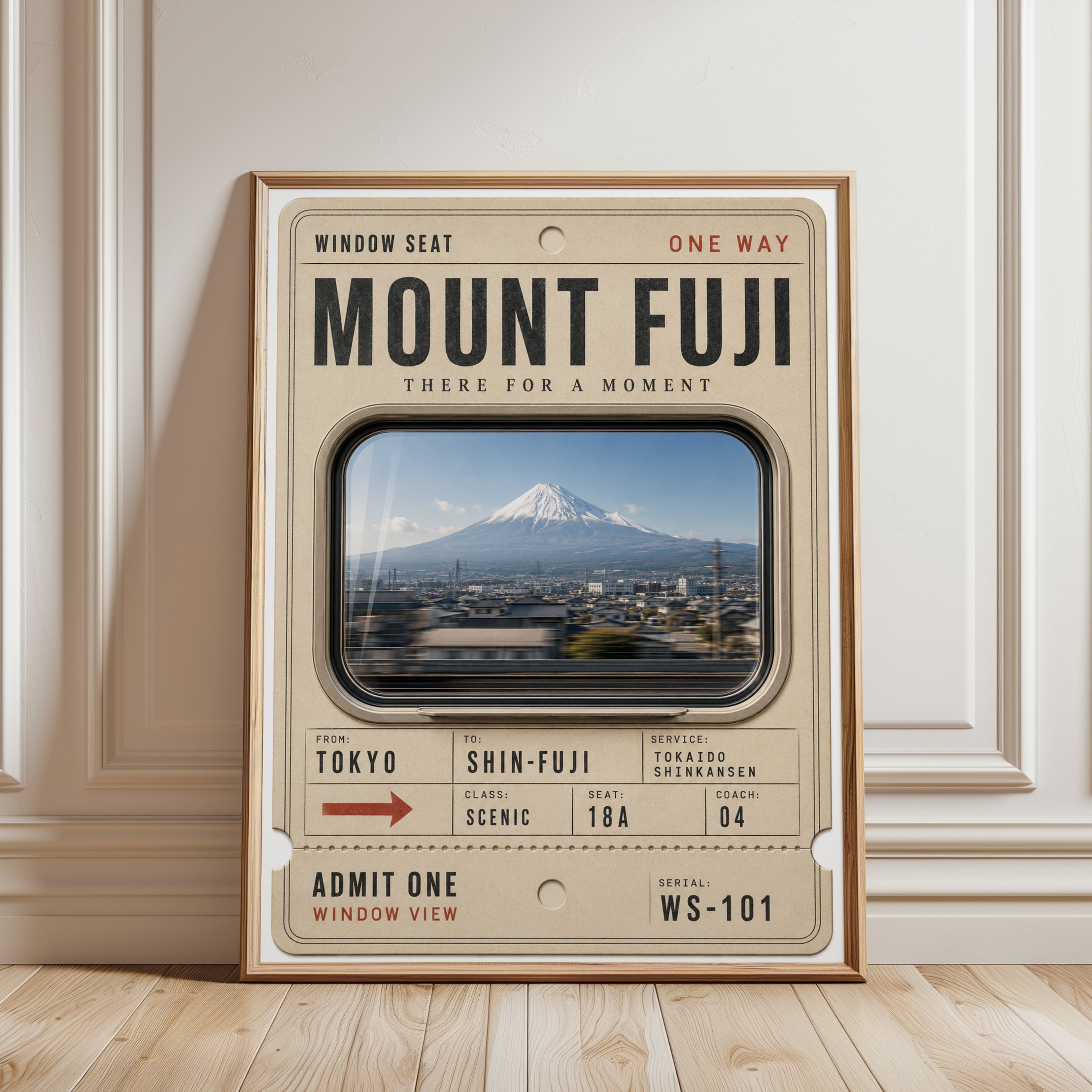 Mount Fuji Travel Poster - framed detail