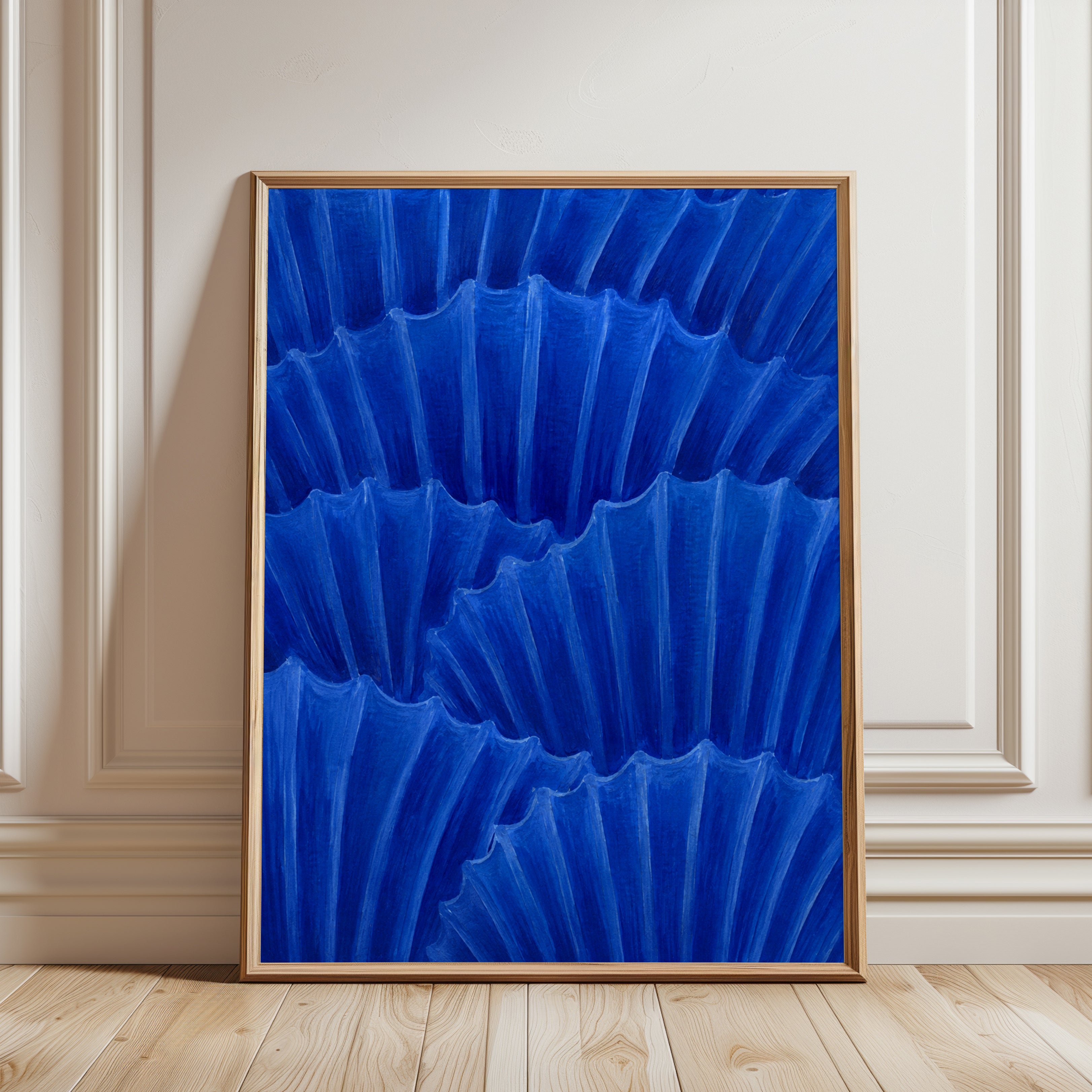 Cobalt Blue Abstract Art Print - framed detail