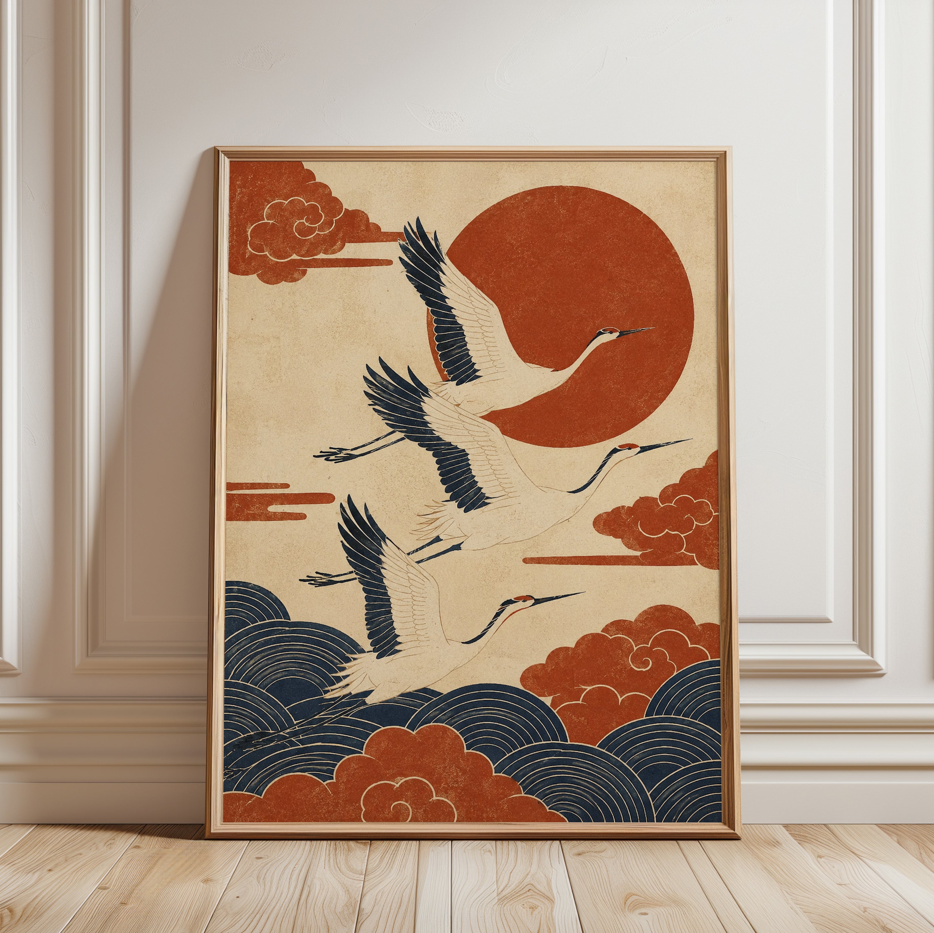 Japanese Crane Print - framed detail
