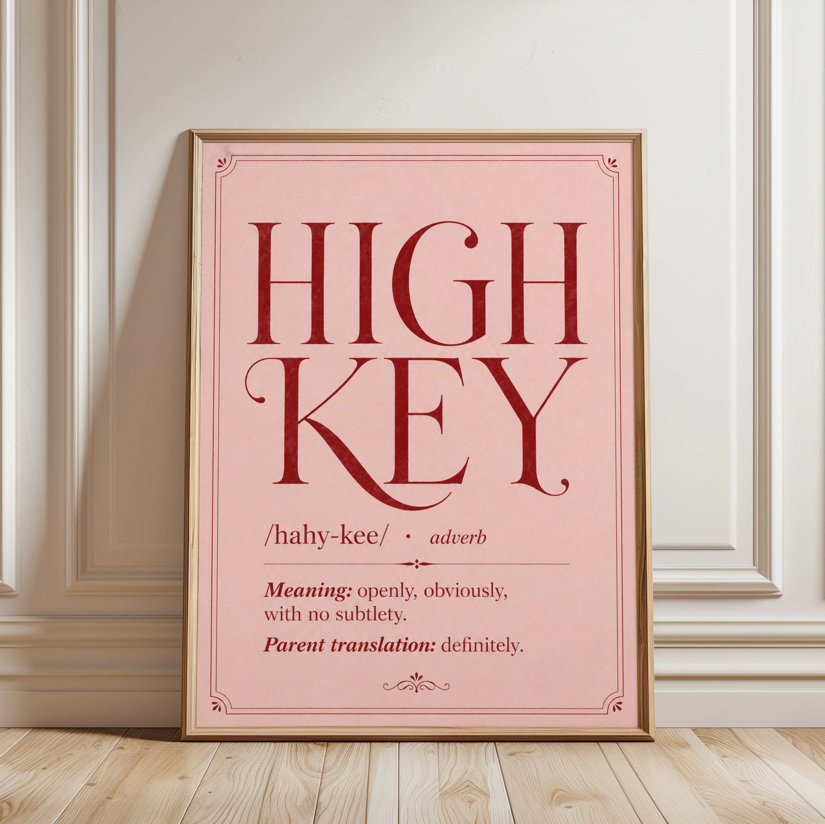 Typography Wall Art – Funny Definition Print - framed detail