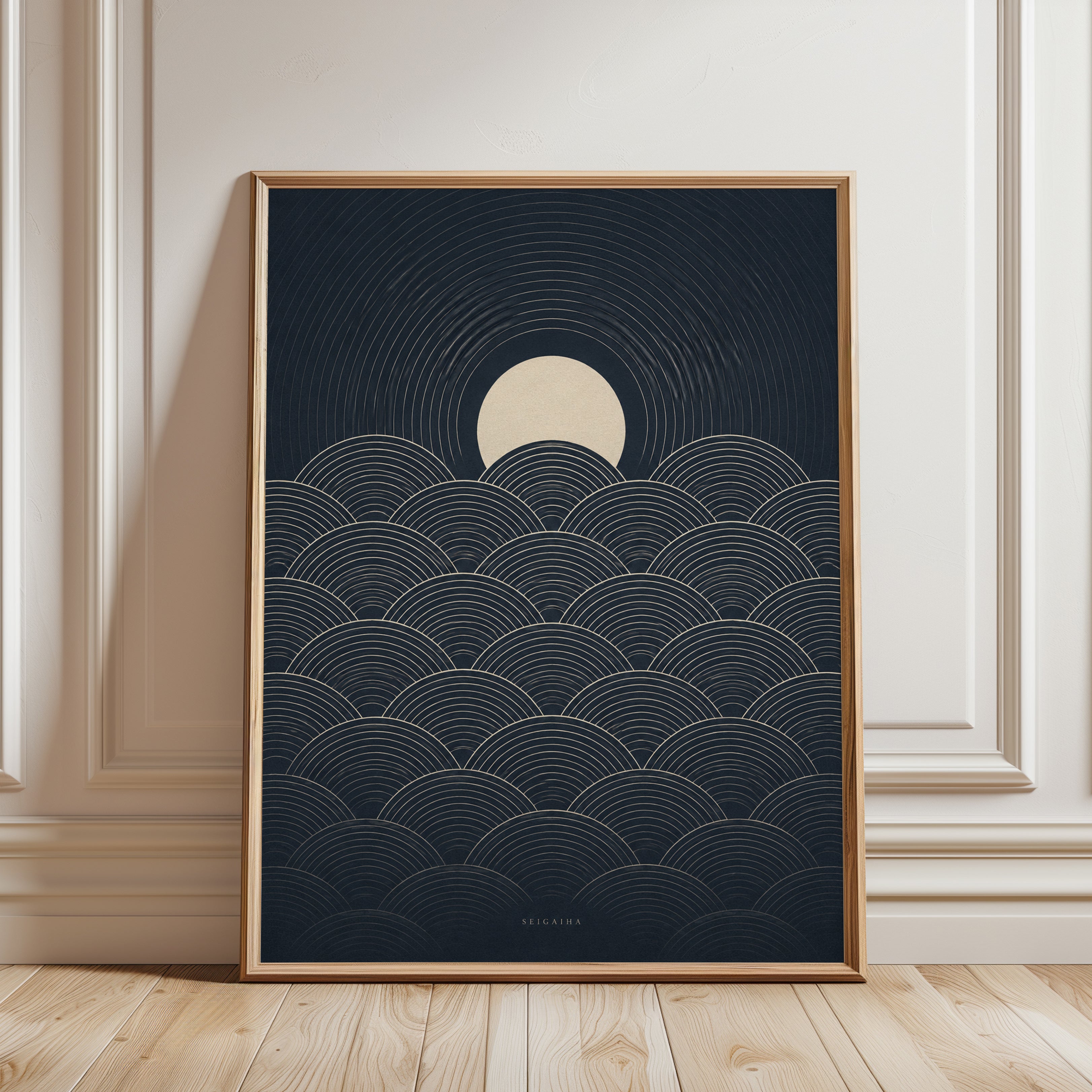 Wave Art Print: Japanese Seigaiha Pattern - framed detail