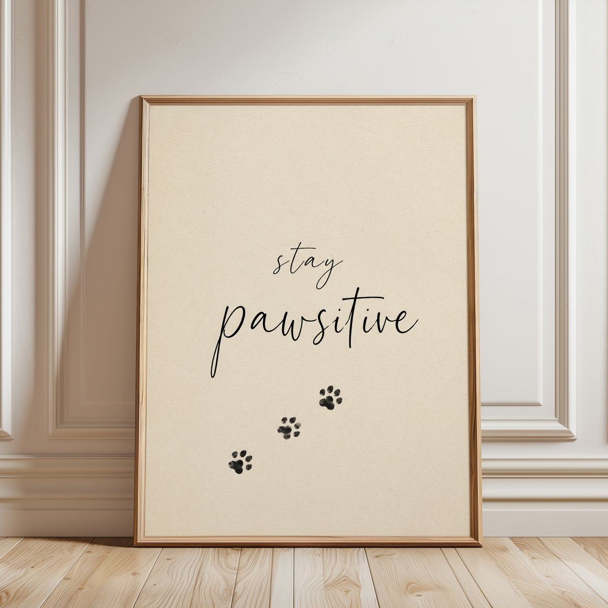Stay Pawsitive Dog Print – Paw Prints - framed detail