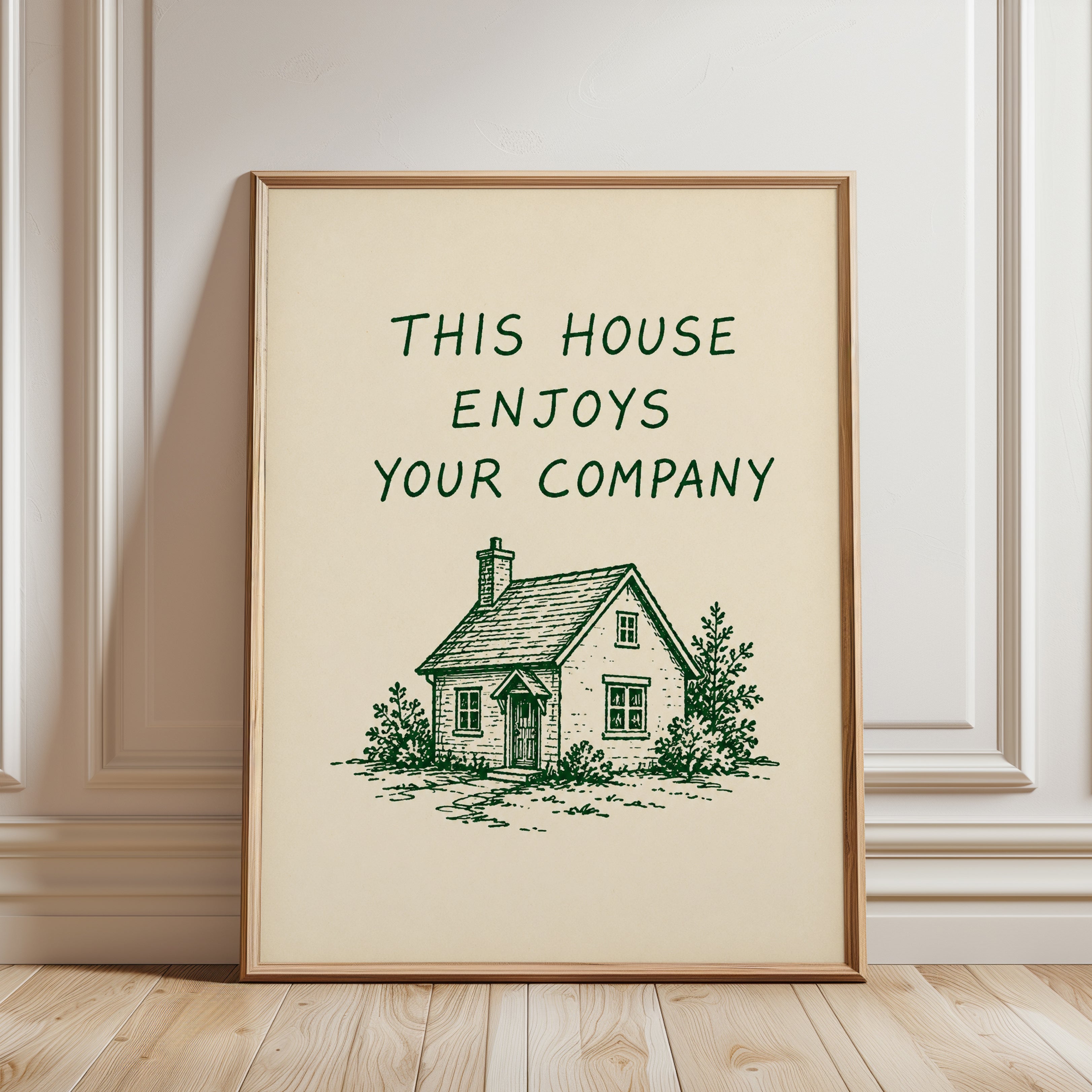 Home Illustration Print: Cozy Cottagecore Quote (A4 and Larger Sizes) - framed detail
