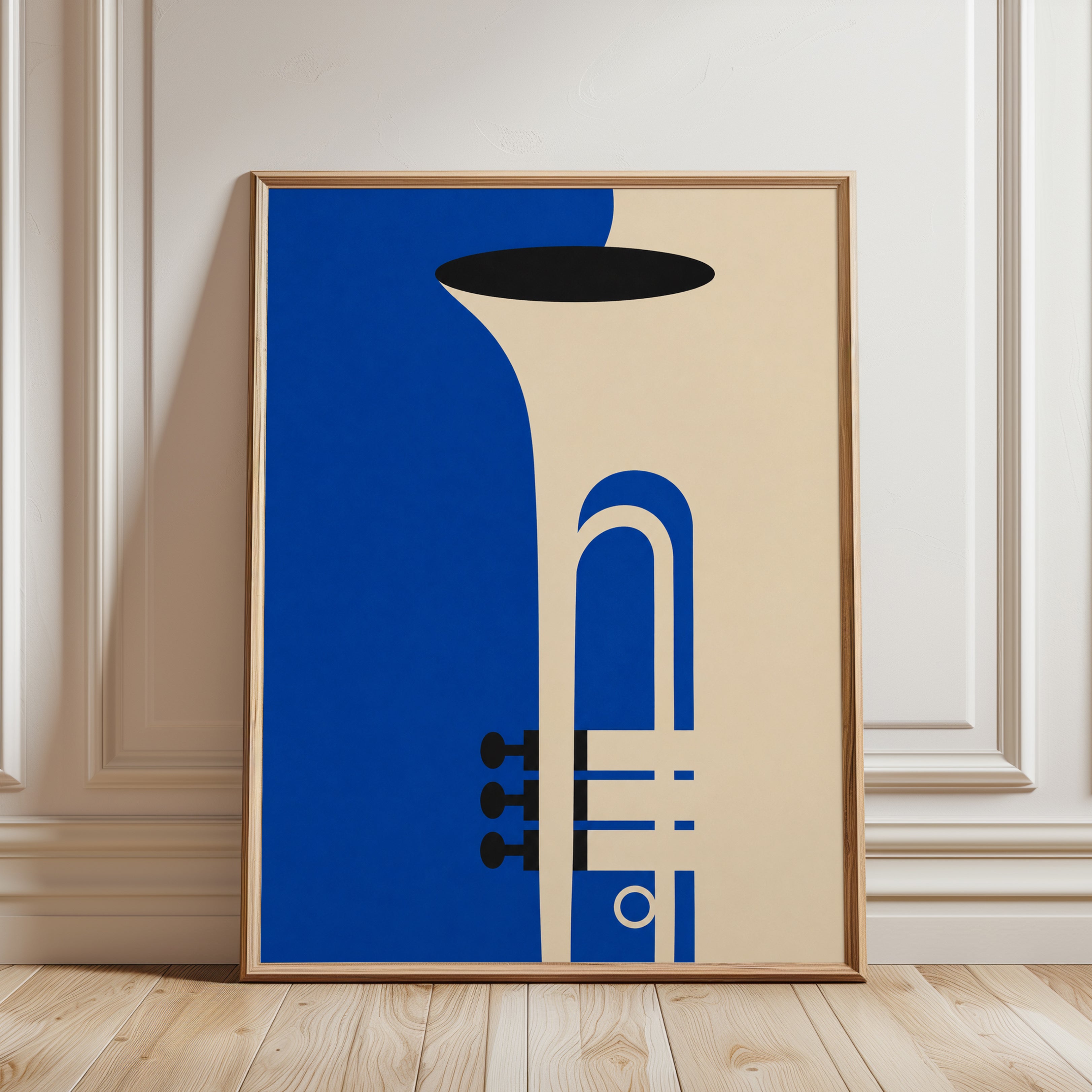 Jazz Trumpet Wall Art – Music Print - framed detail