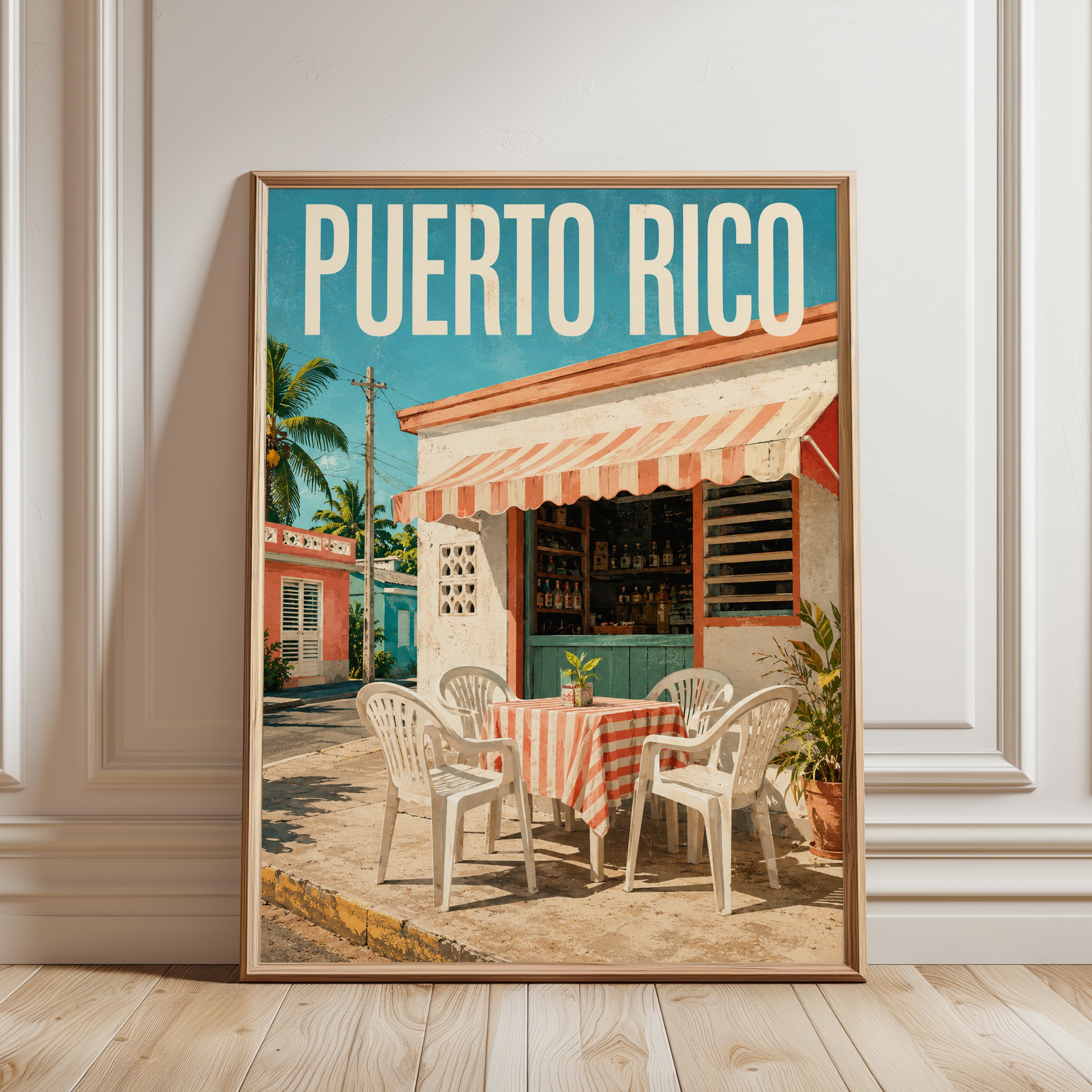 Puerto Rico Travel Poster - framed detail