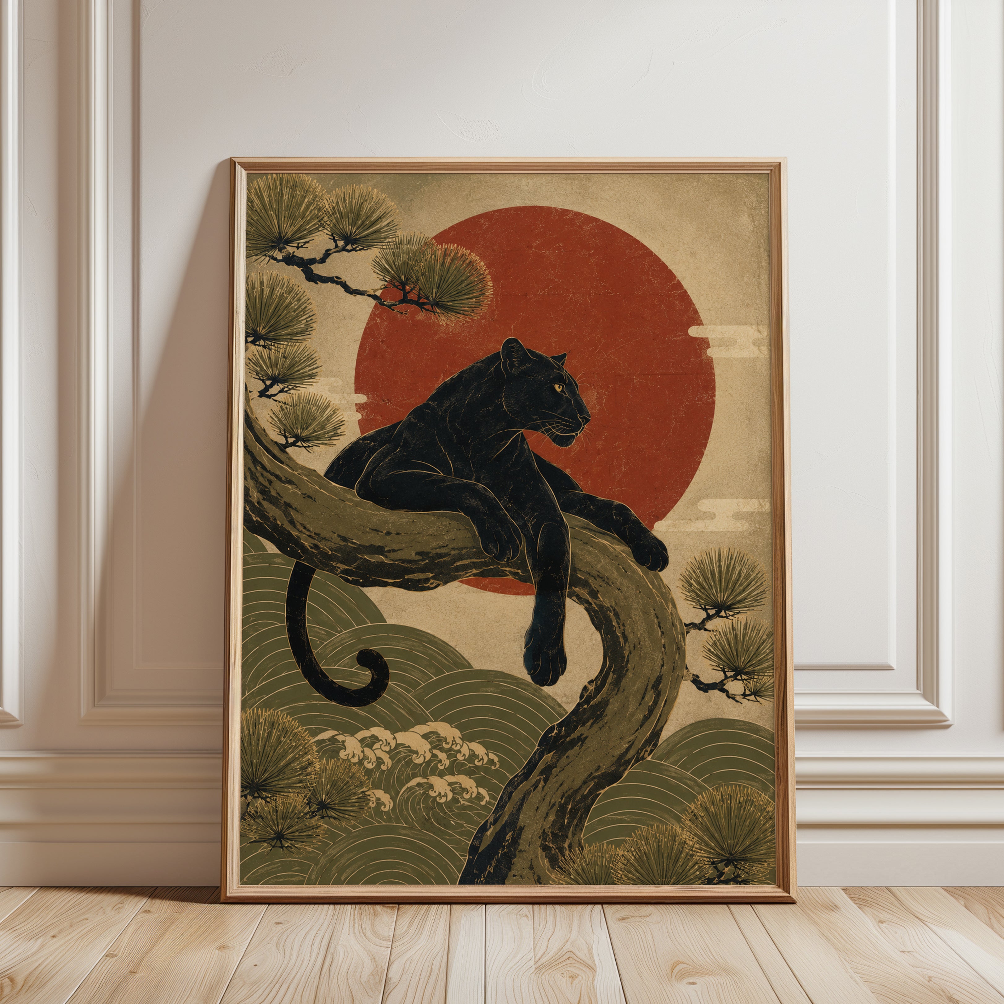 Black Panther Japanese Art Print - framed detail