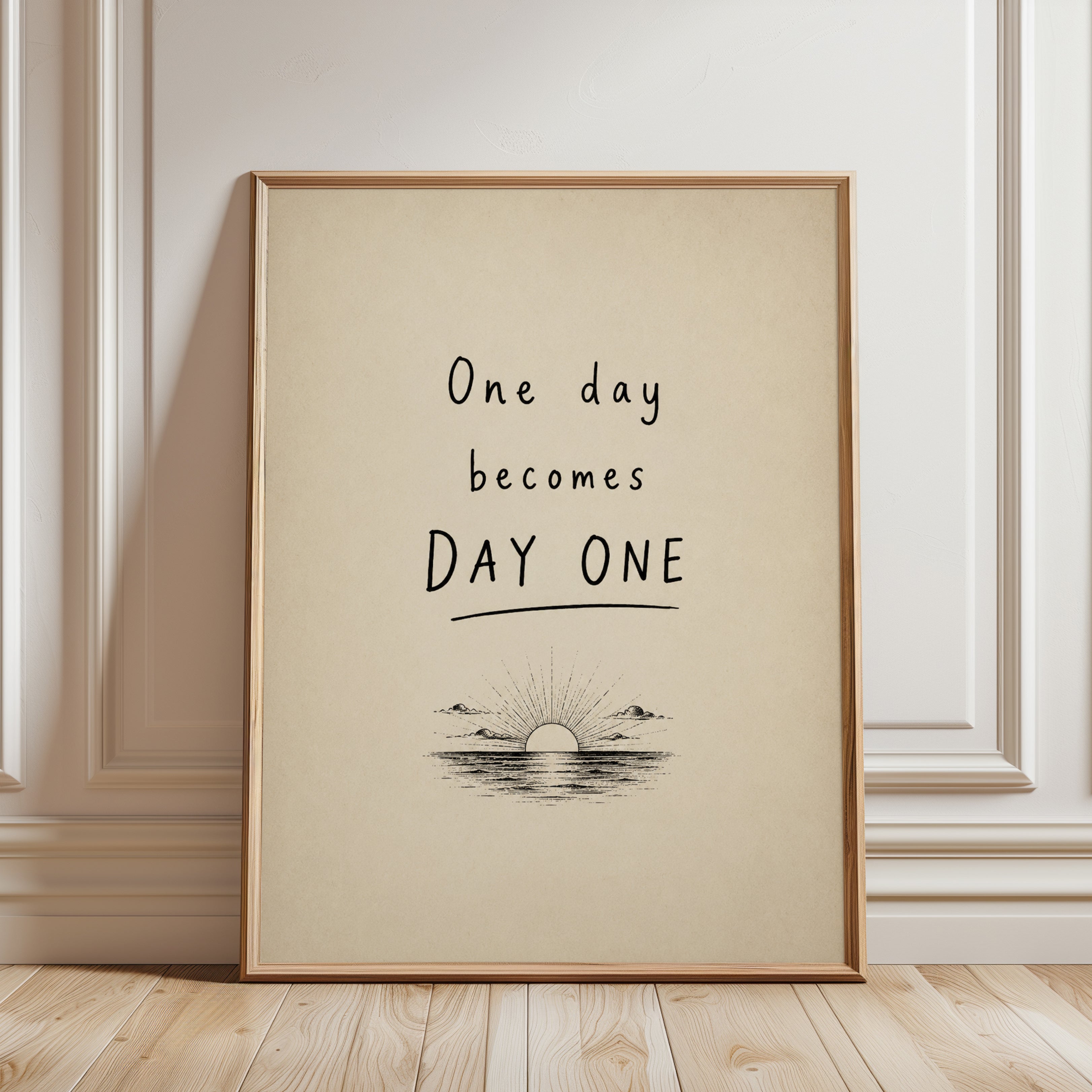 Motivational Quote Print – Sunrise Illustration - framed detail