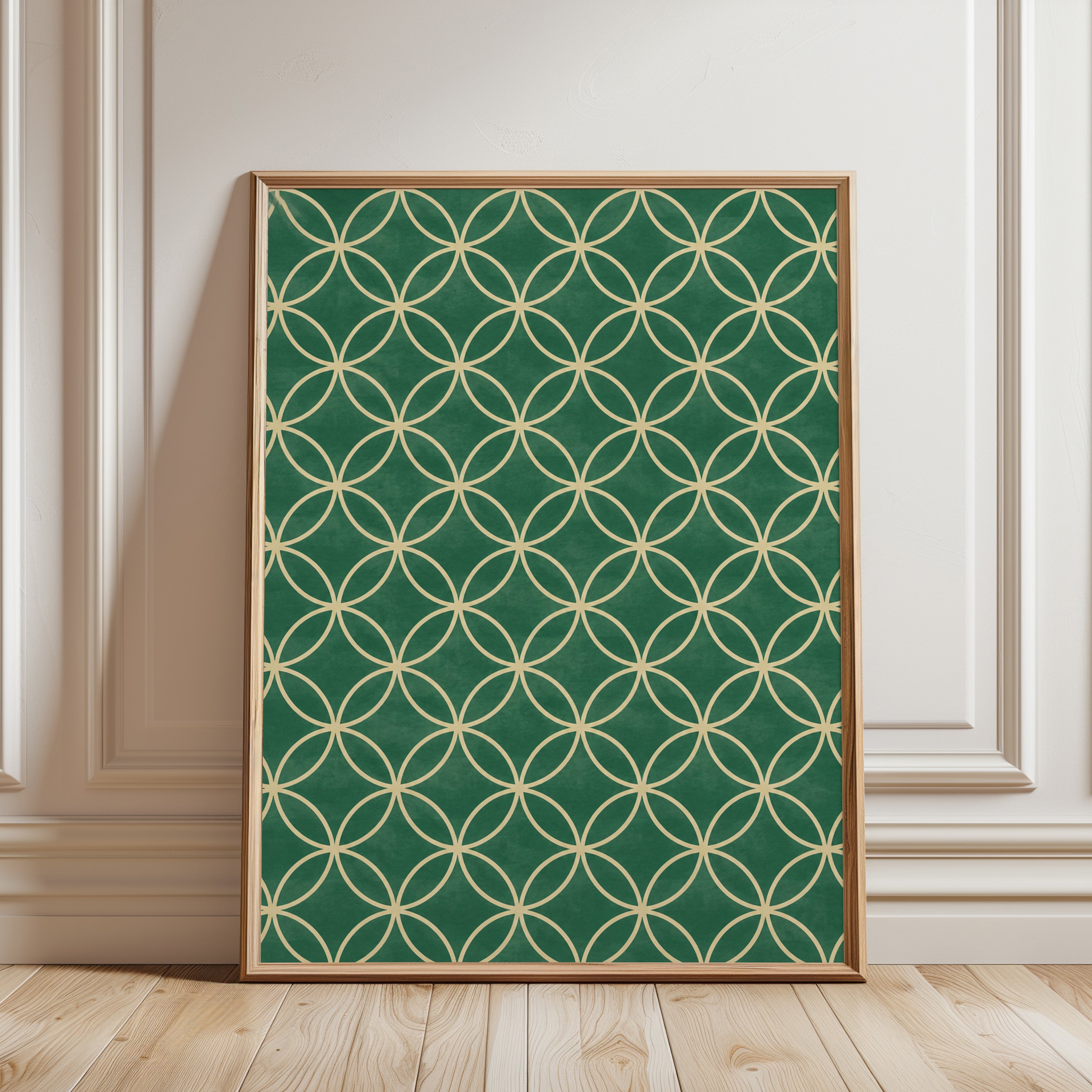 Mid-Century Wall Art – Geometric Circles - framed detail
