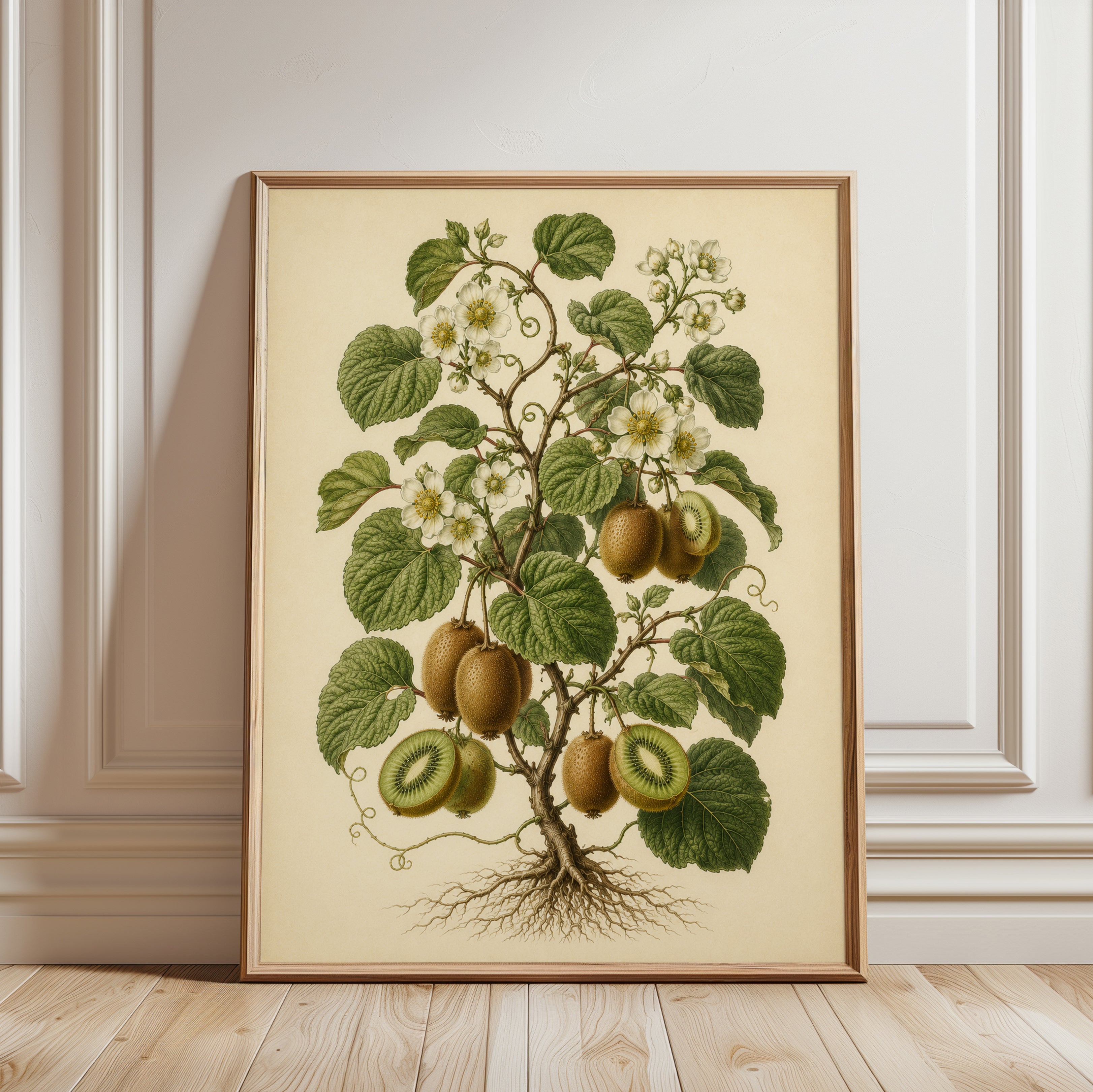 Kiwi Botanical Art Print: Vintage Scientific Illustration - framed detail