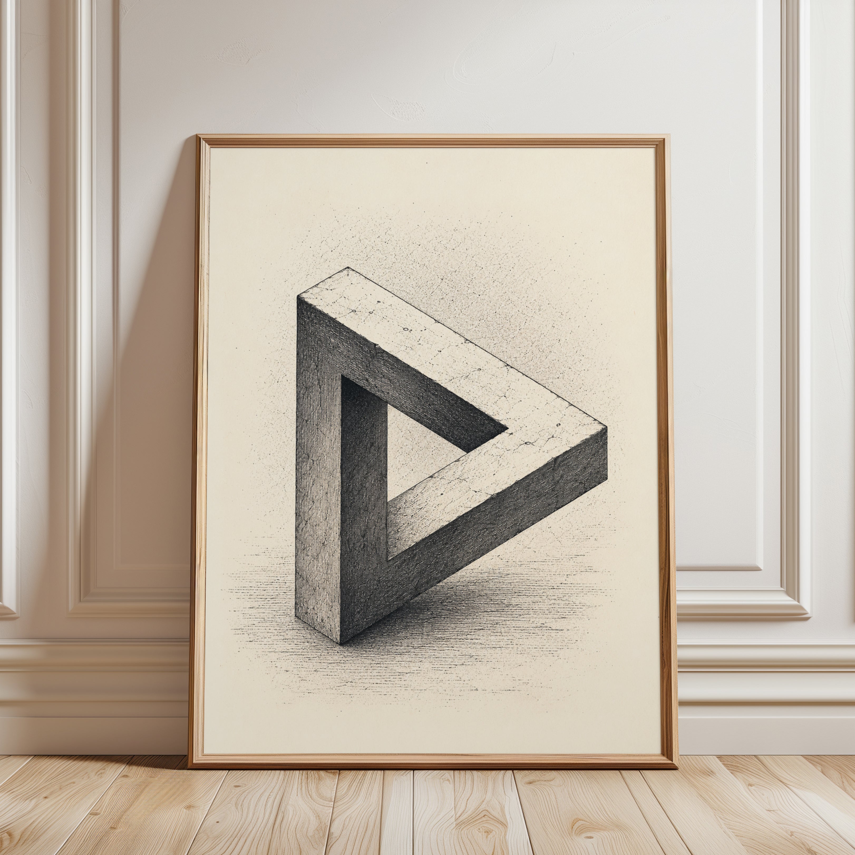 Impossible Triangle Print – Geometric Wall Art - framed detail