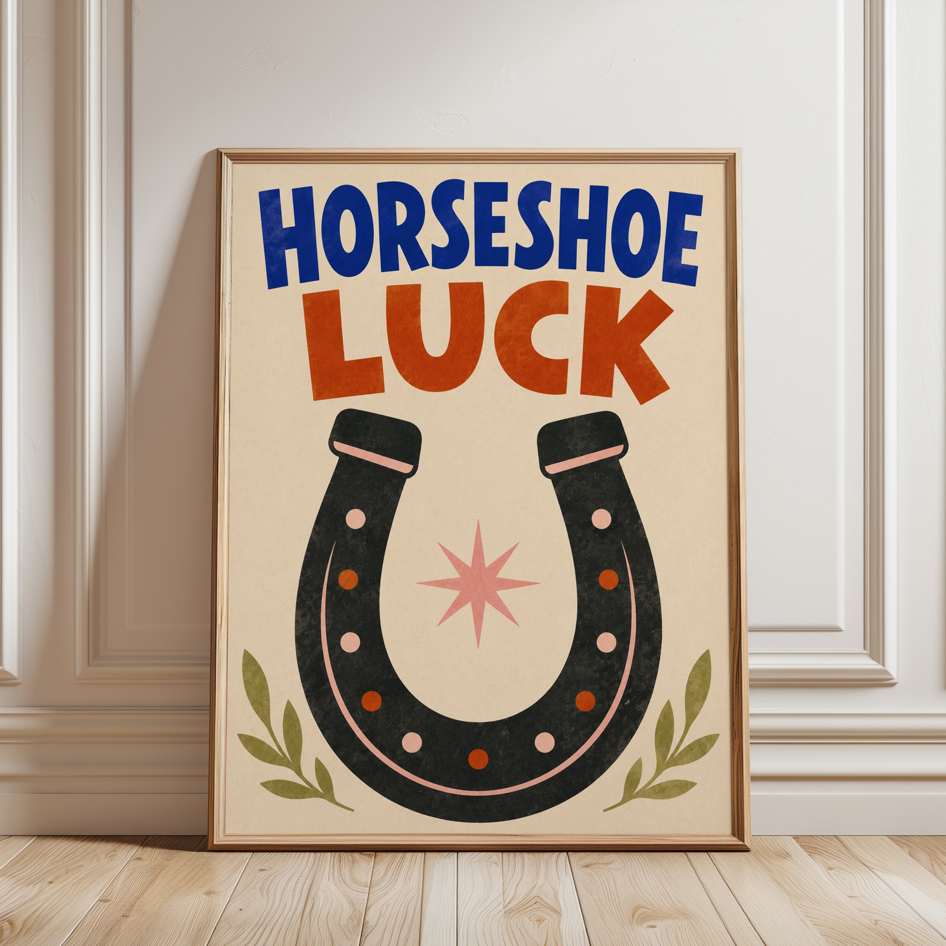 Horseshoe Wall Art – Good Luck Print - framed detail