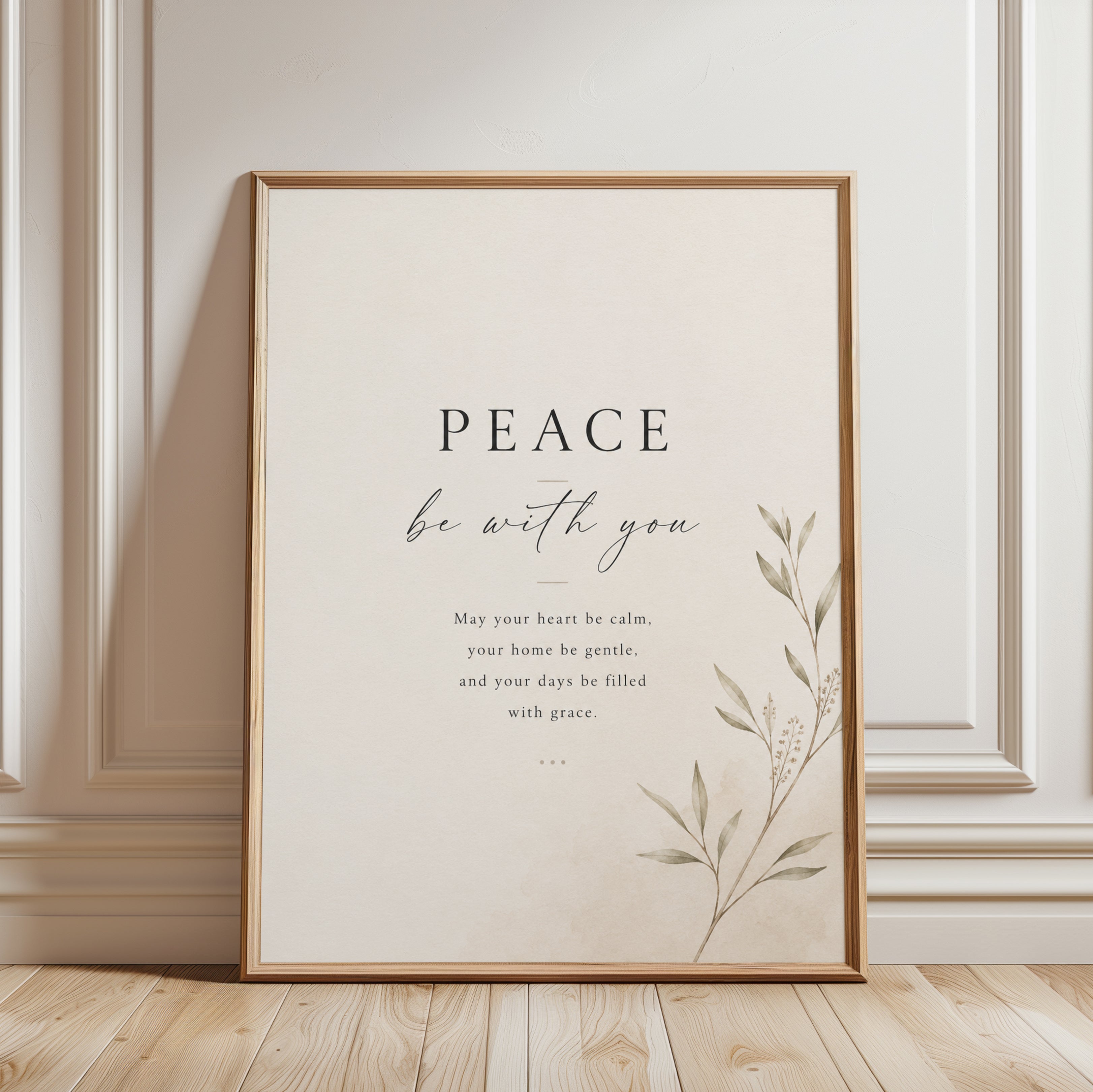 Peace Wall Art – Calm Quote Print - framed detail