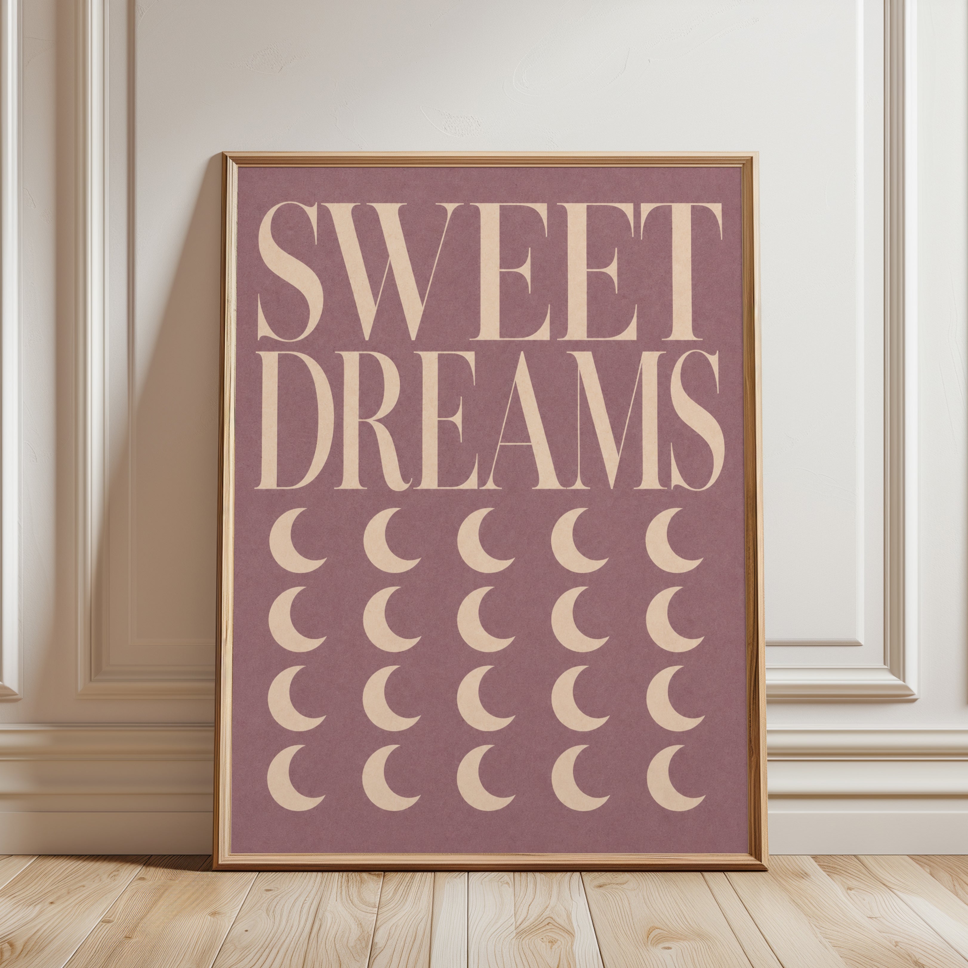 Sweet Dreams Nursery Print: Moon Pattern - framed detail