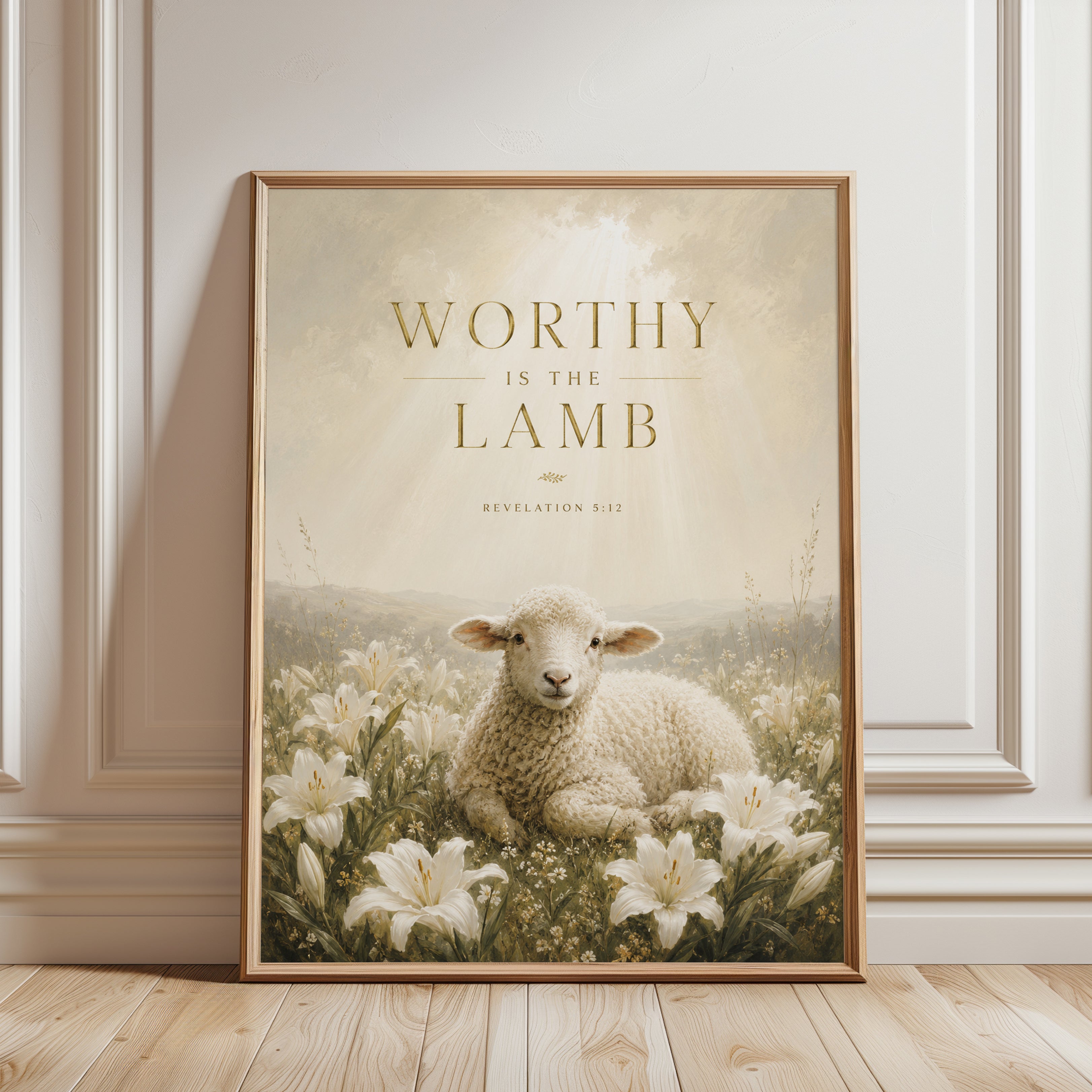 Christian Lamb Wall Art - framed detail