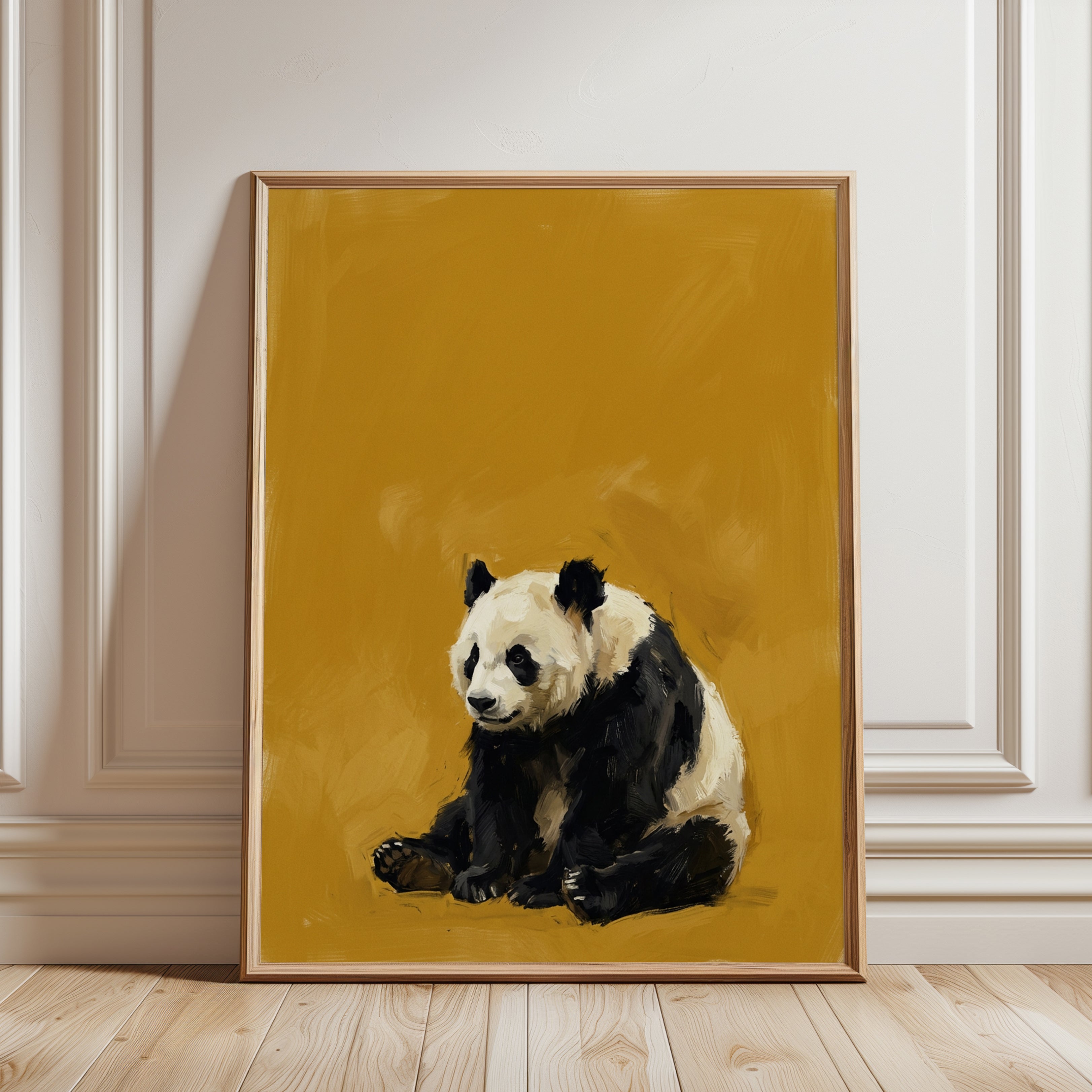 Panda Bear Print — Expressive Oil Painting Style - framed detail