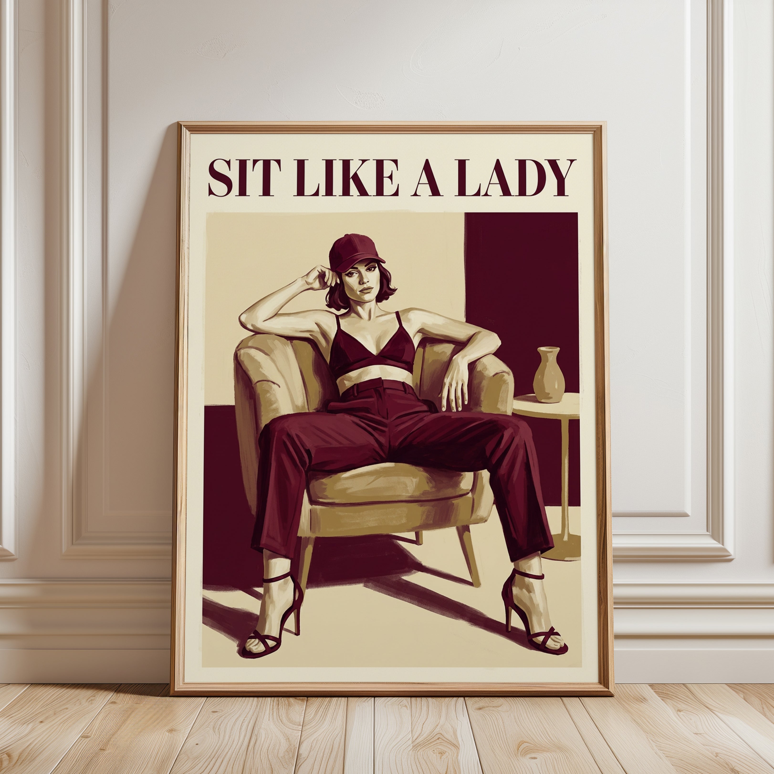 Sit Like a Lady Poster: Feminist Art - framed detail