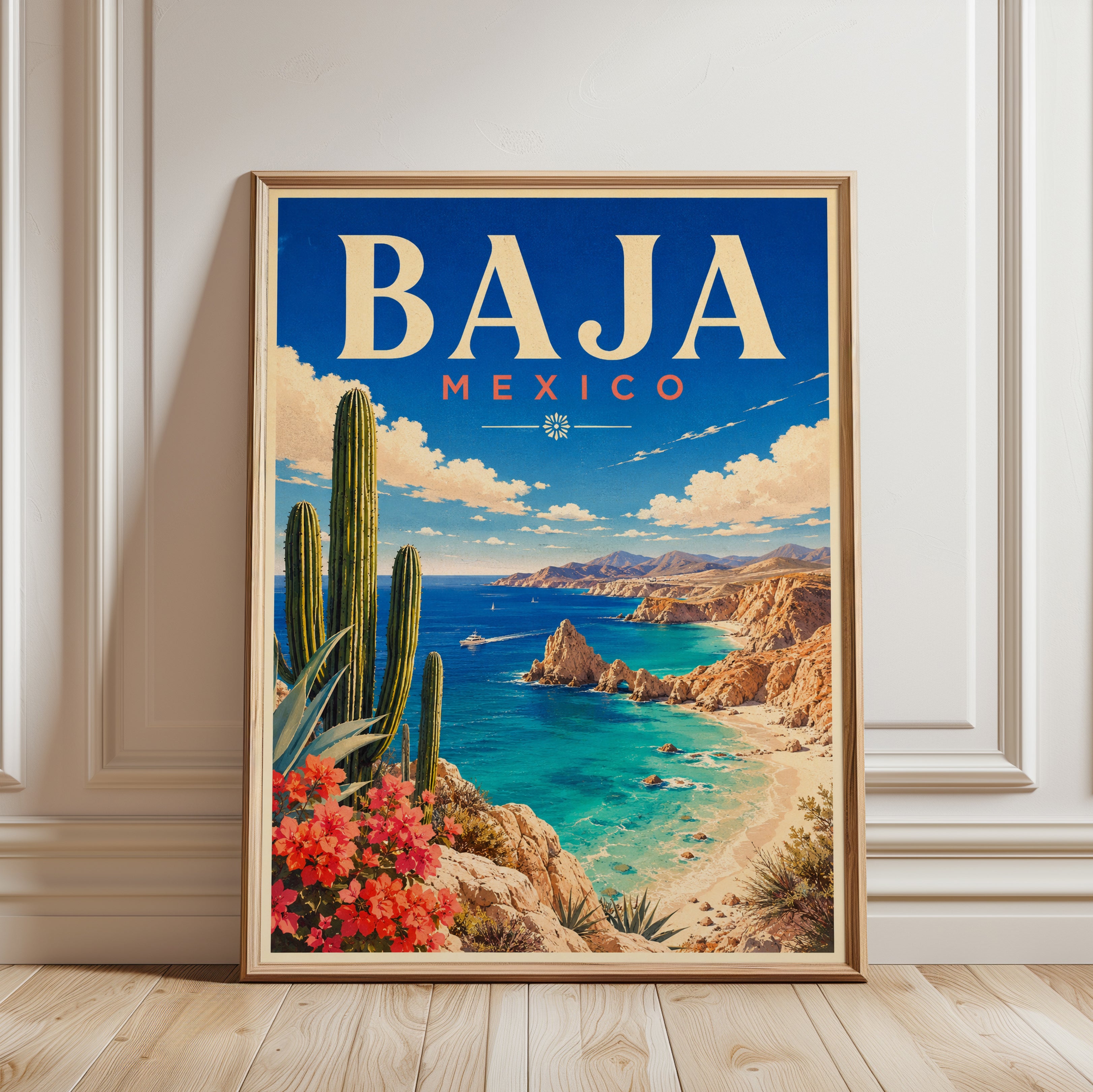 Mexico Travel Poster – Baja California Print - framed detail