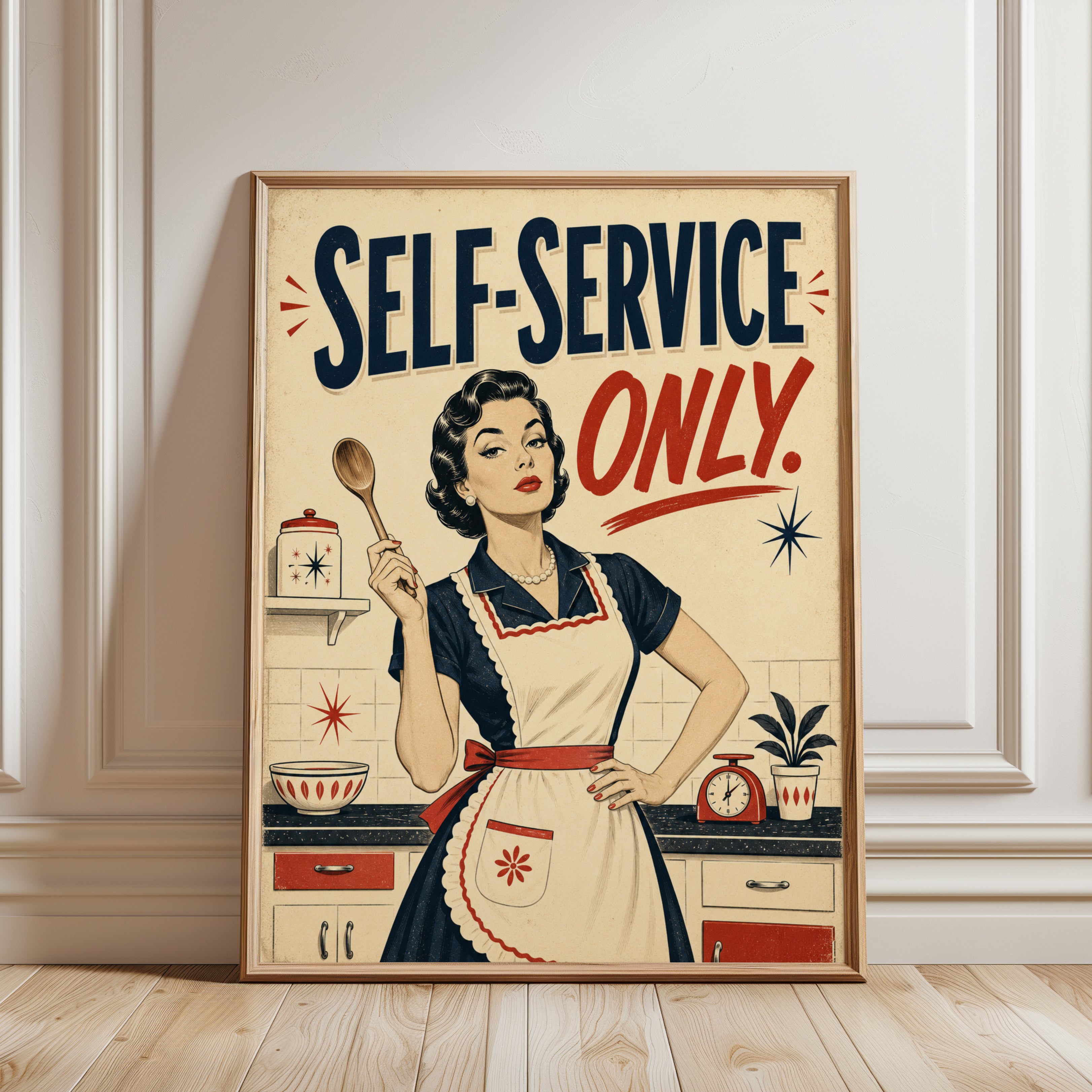 Retro Kitchen Wall Art - framed detail