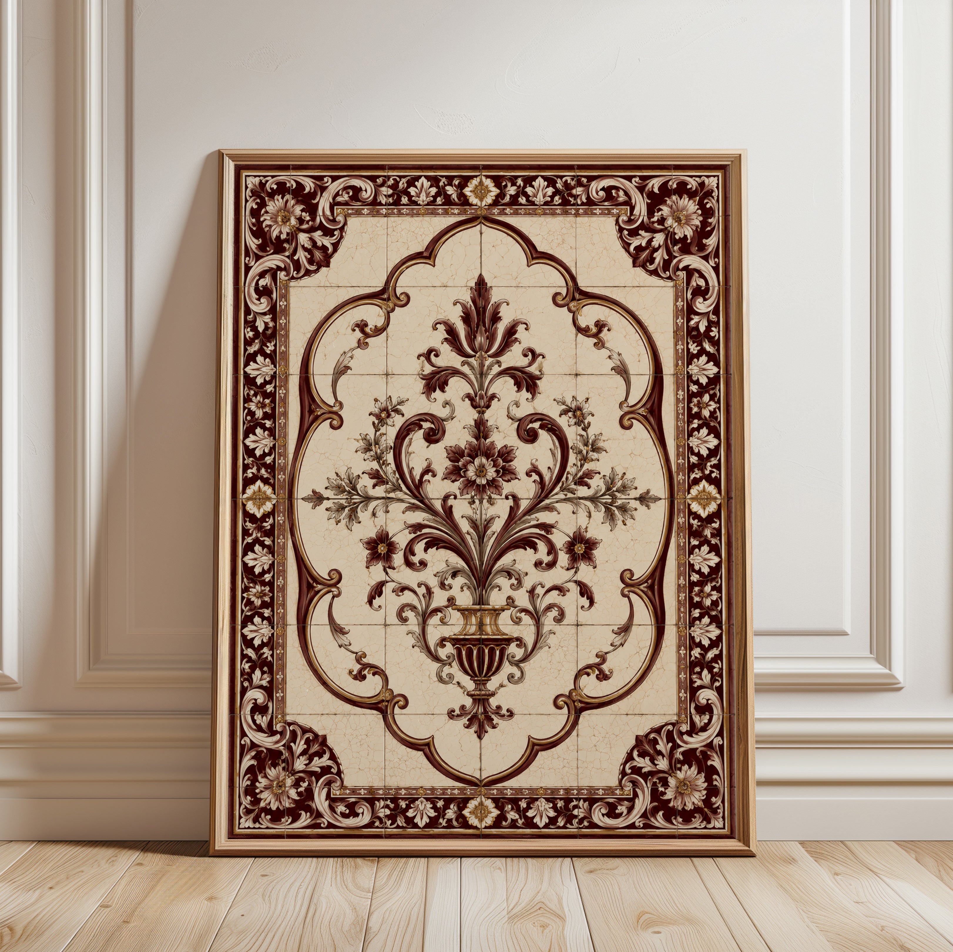 Vintage Tile Wall Art - framed detail