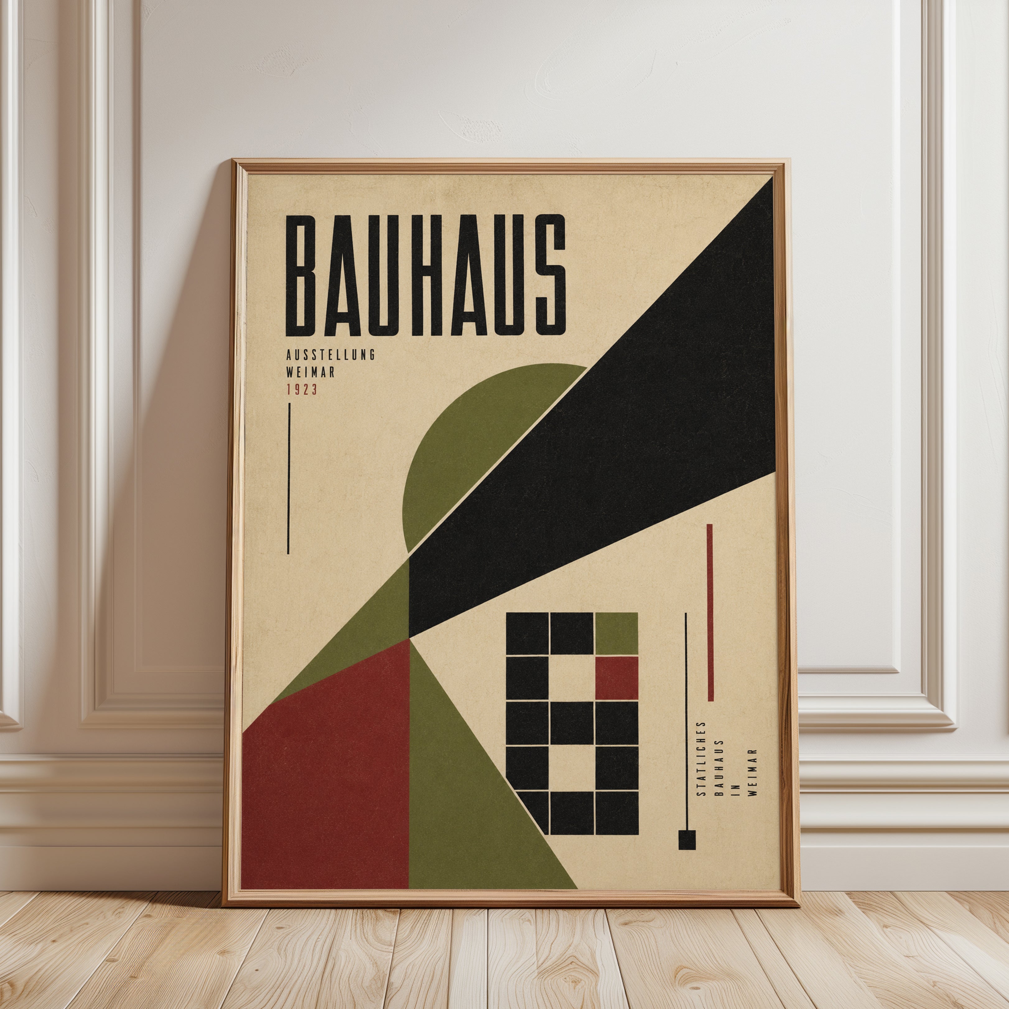 Bauhaus Exhibition Poster: Geometric Modernist Wall Art - framed detail