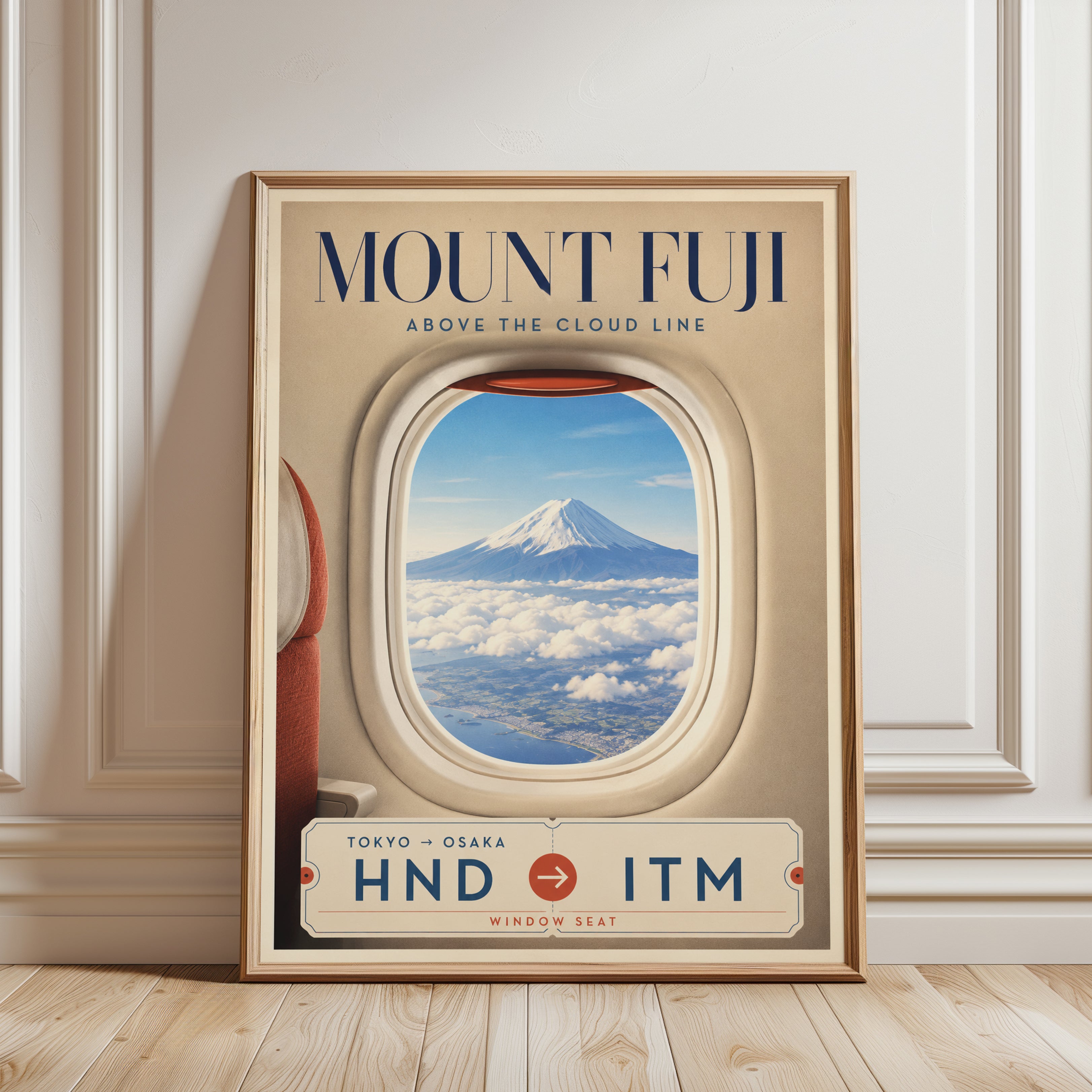 Mount Fuji Travel Poster – Japan Wall Art - framed detail