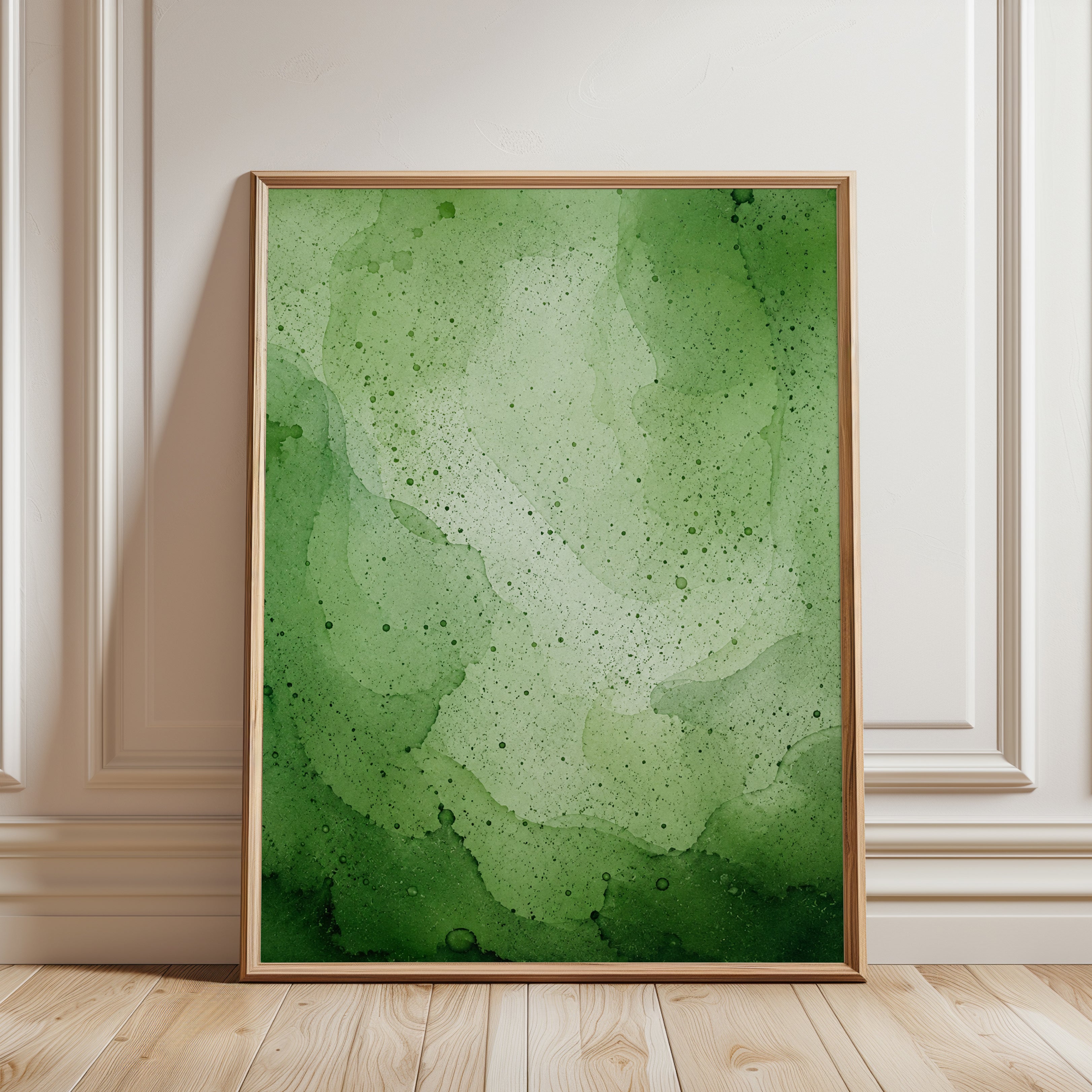 Green Watercolor Wall Art - framed detail