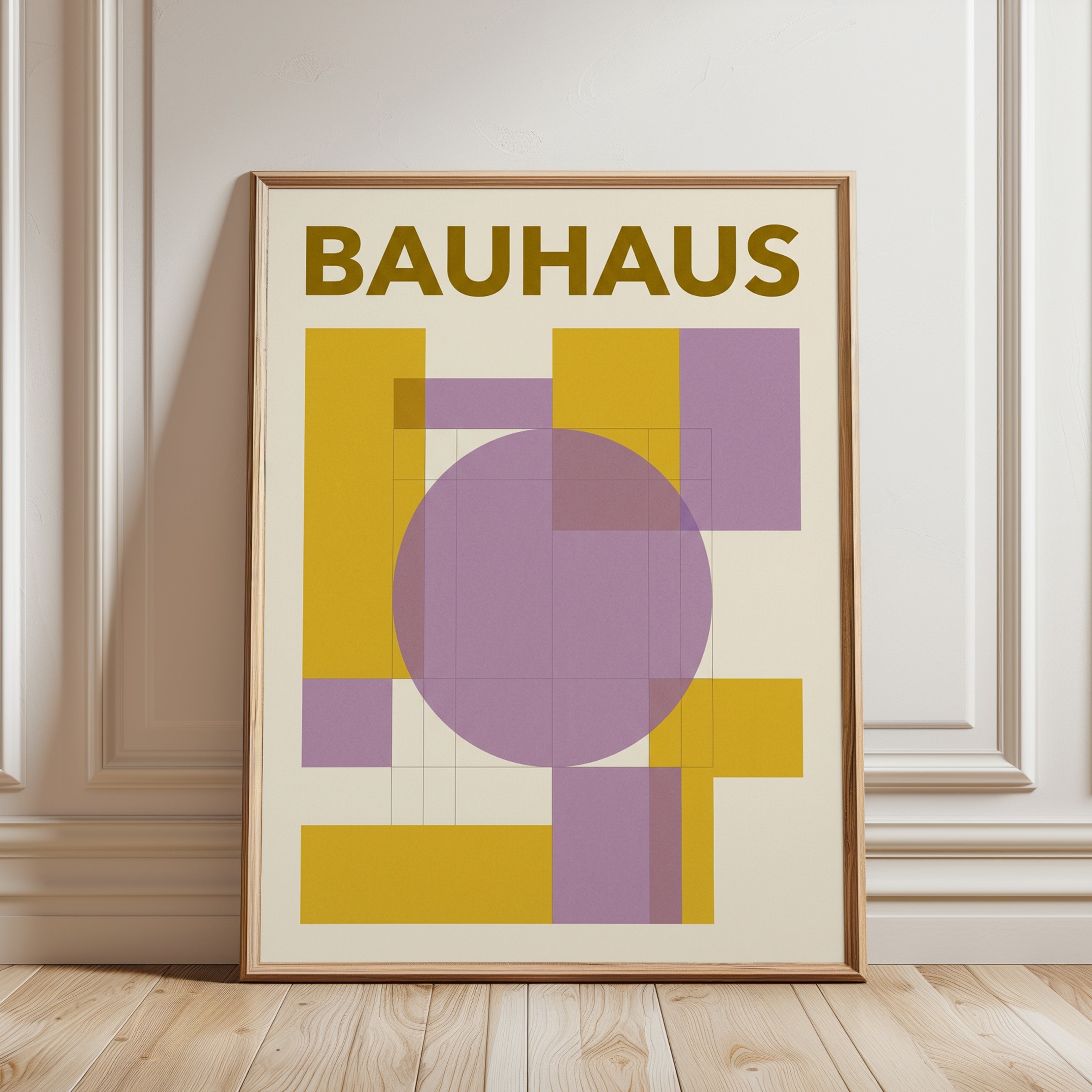 Bauhaus Art Print: Mid-Century Modern Geometric Design - framed detail