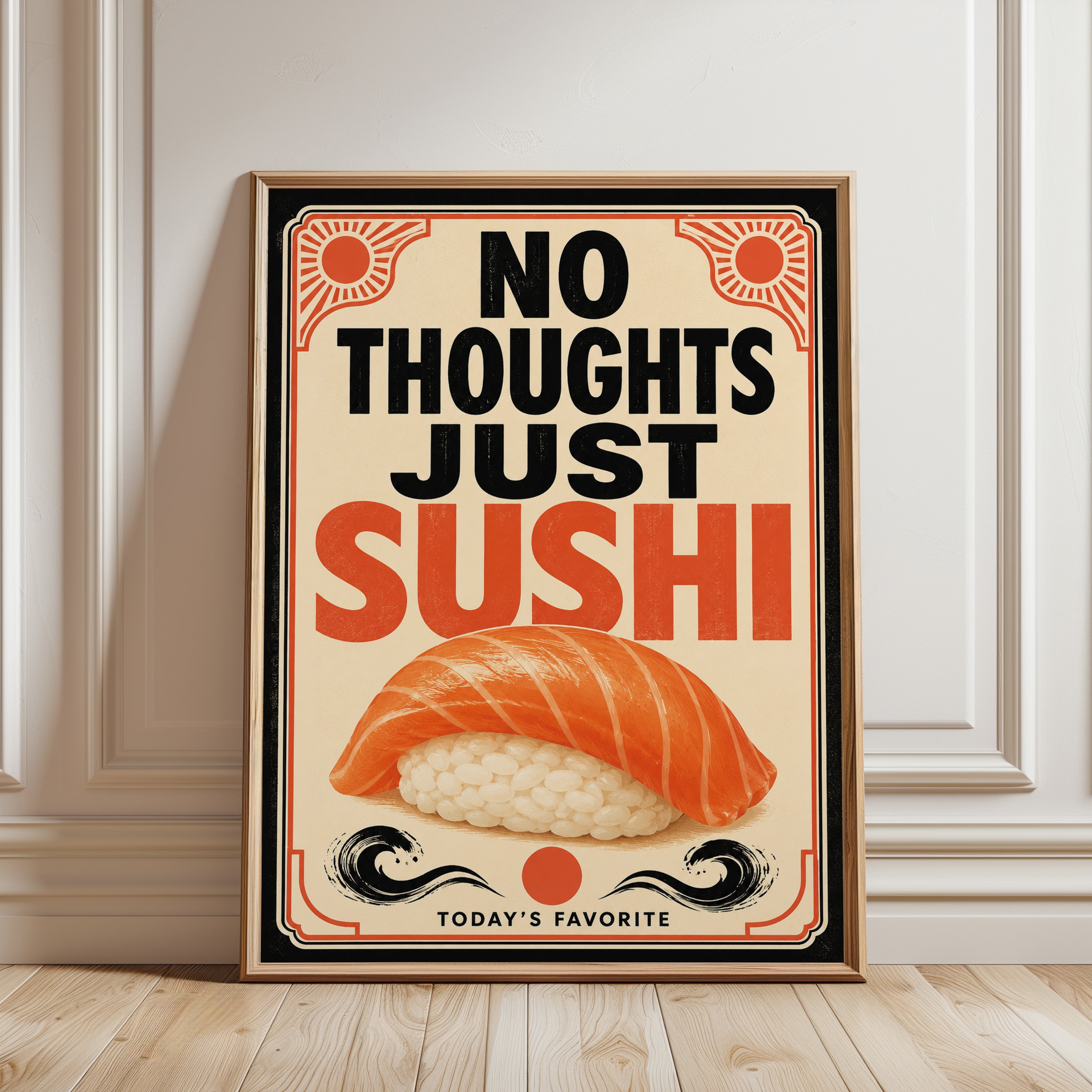 Sushi Kitchen Wall Art – Funny Food Quote Print - framed detail