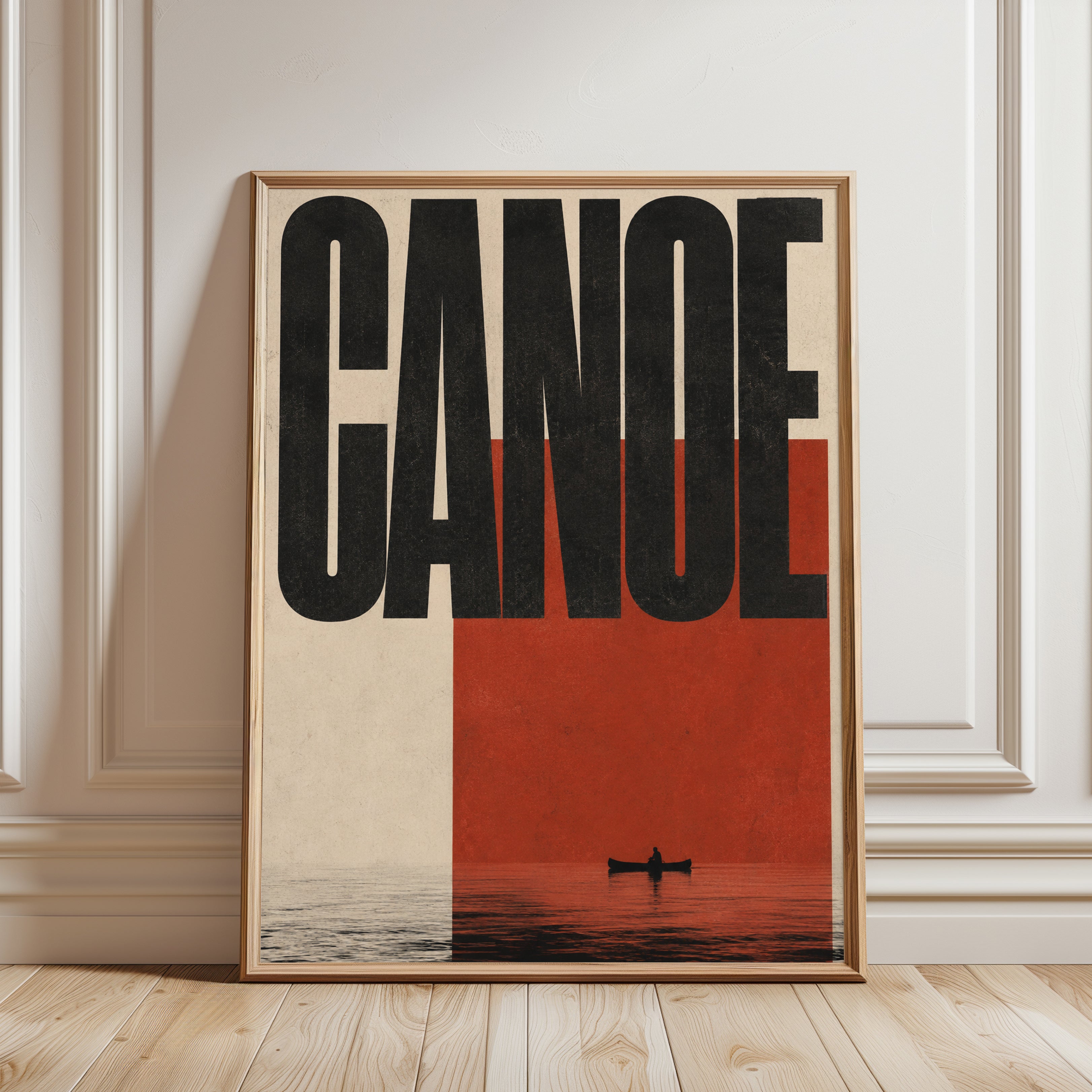 Canoe Wall Art – Minimalist Typography Print - framed detail