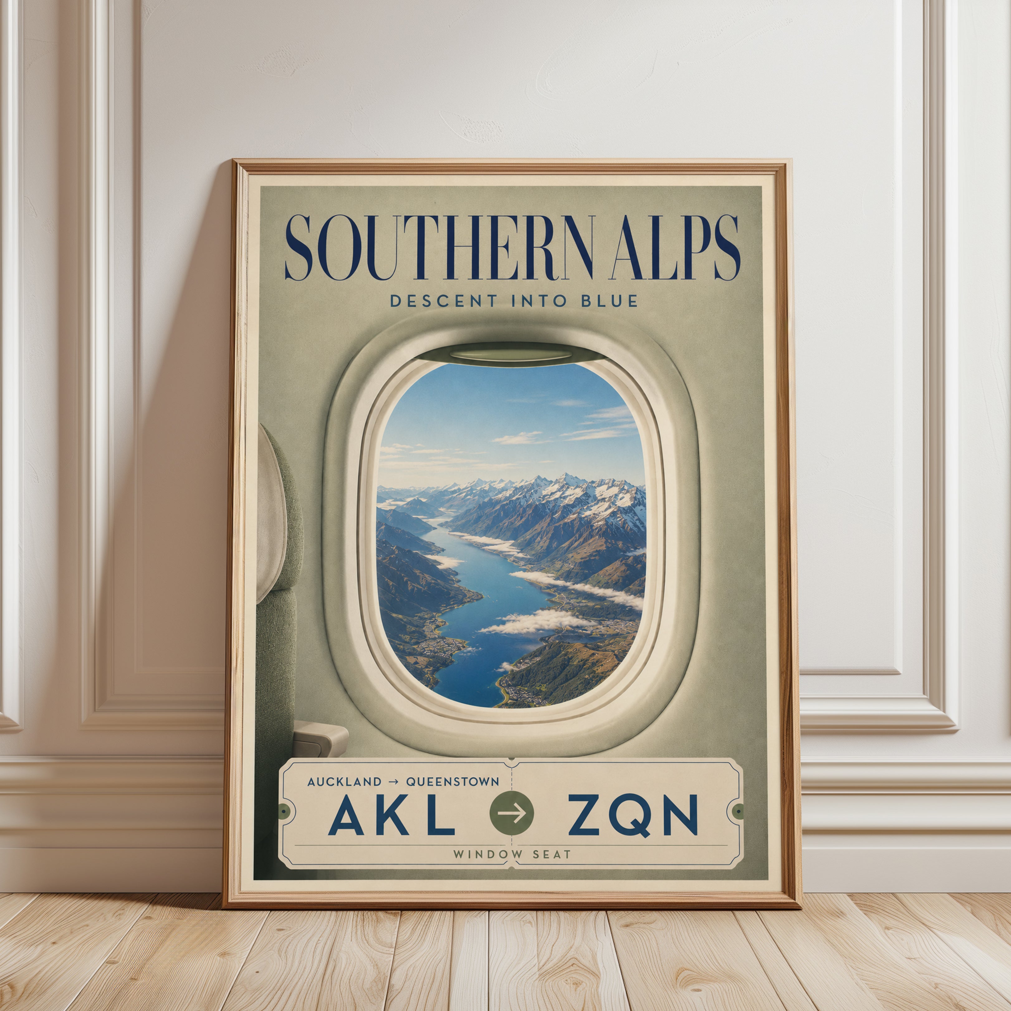 Airplane Window Poster - framed detail
