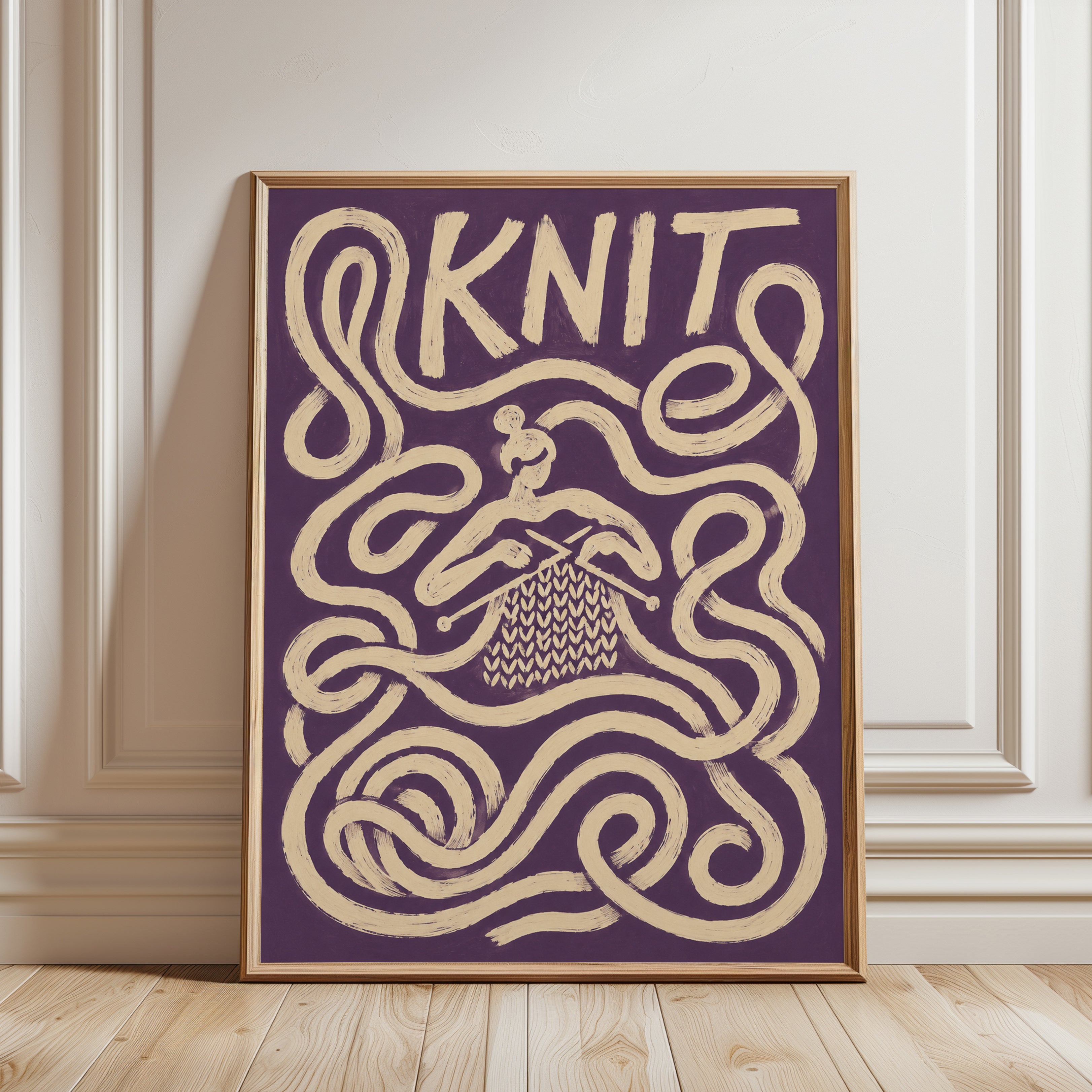 Knitting Wall Art – Craft Room Decor - framed detail