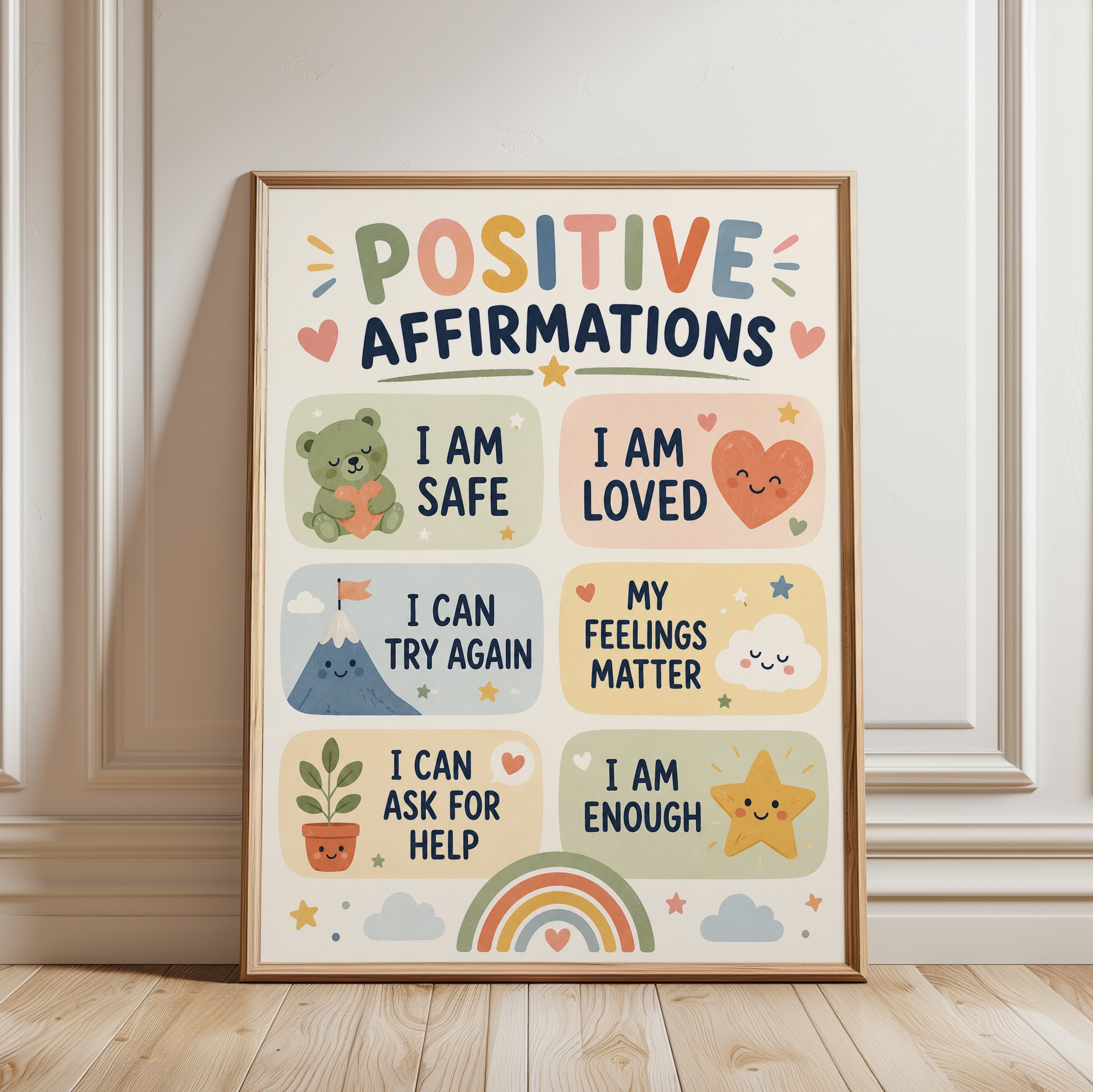 Positive Affirmation Poster – Kids Room Print - framed detail