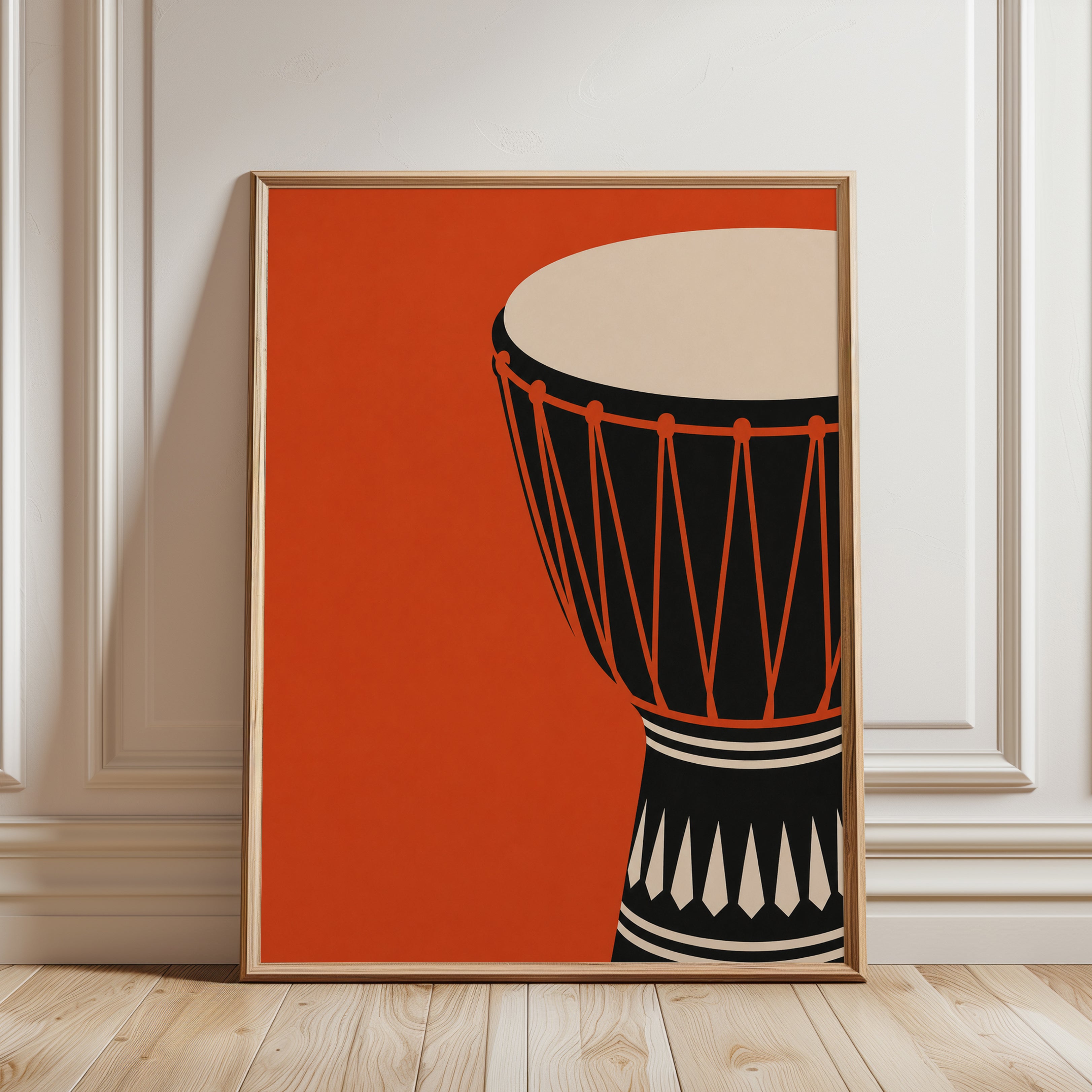 African Drum Wall Art – Music Instrument Print - framed detail