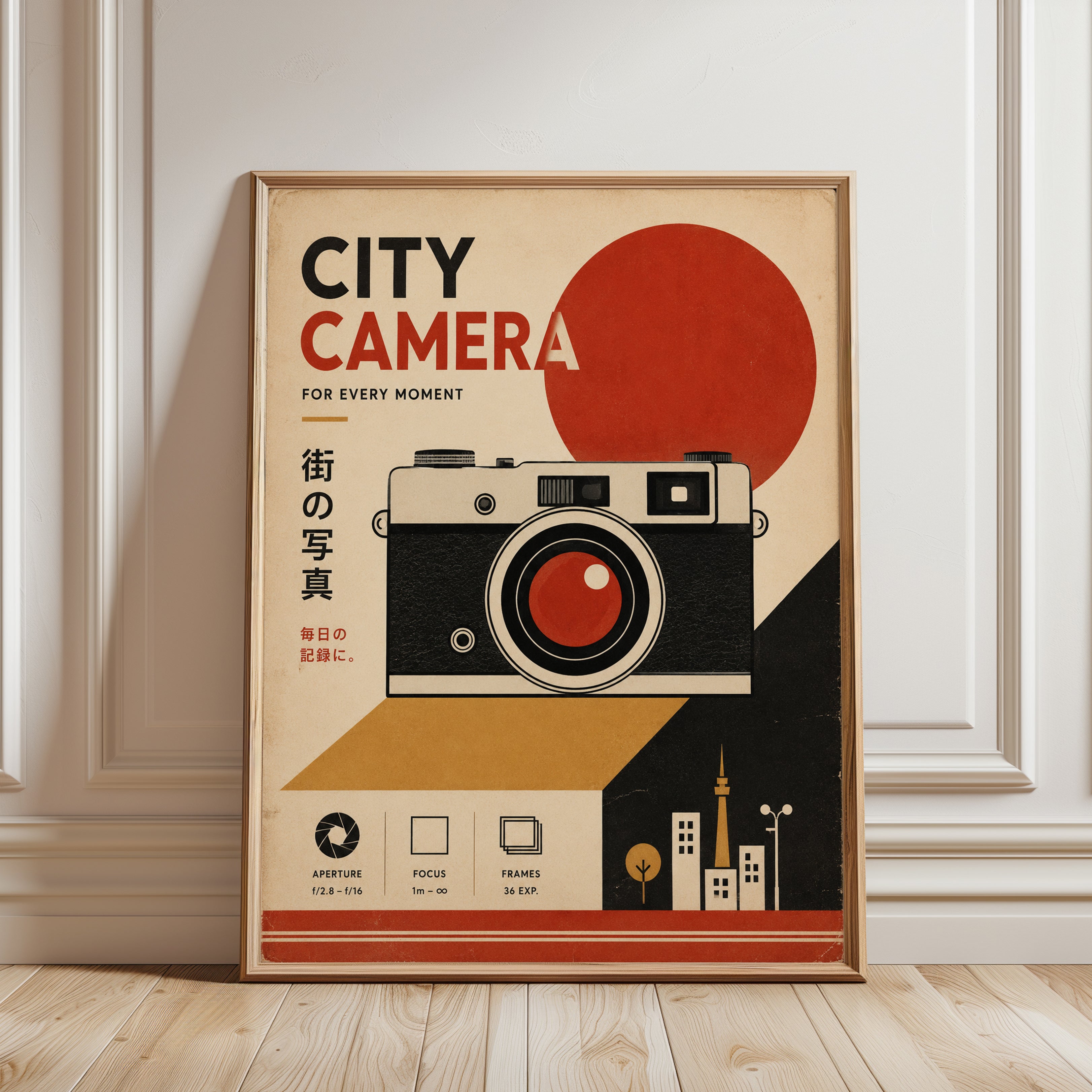 Vintage Camera Poster – Retro Photography Print - framed detail