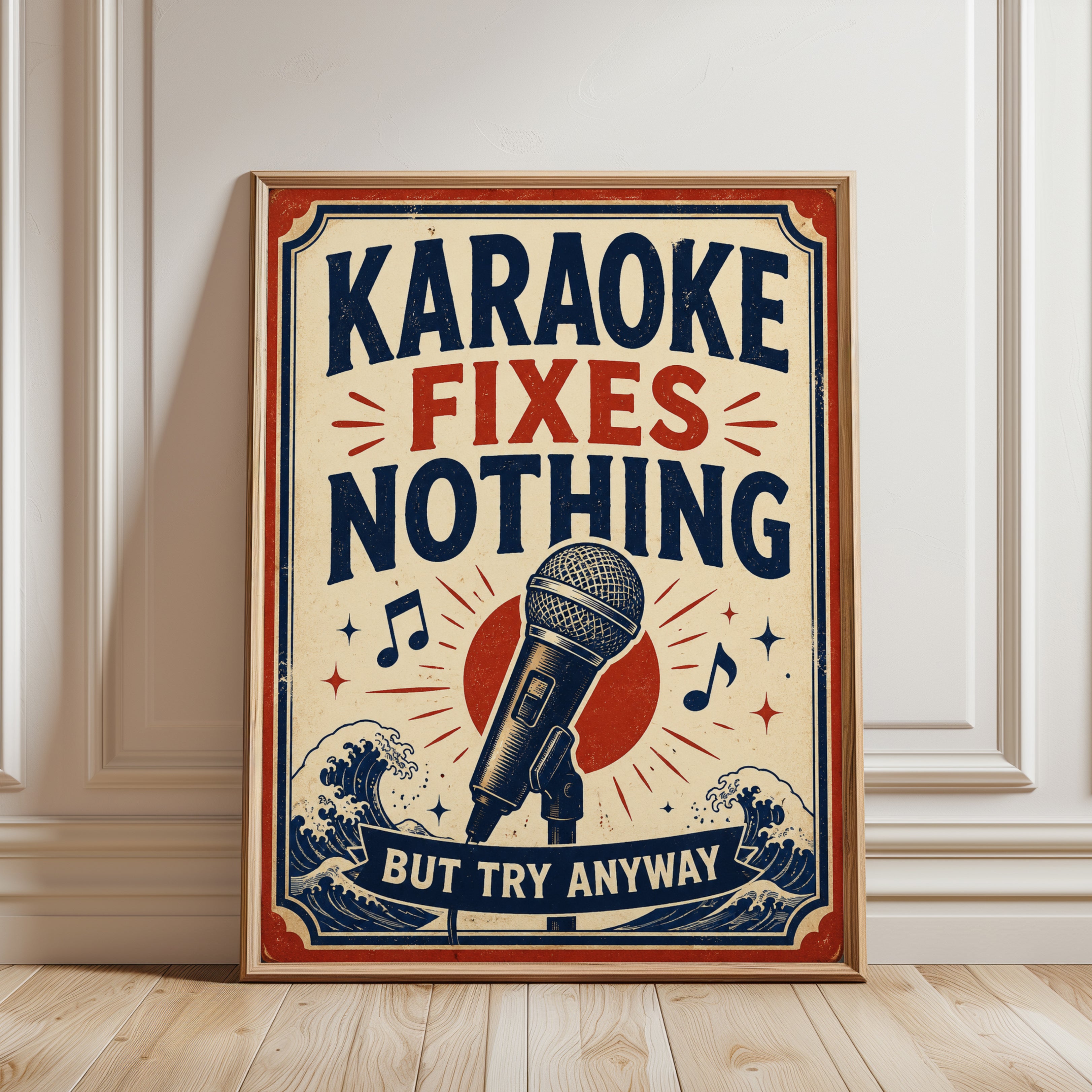 Karaoke Wall Art – Music Room Decor - framed detail