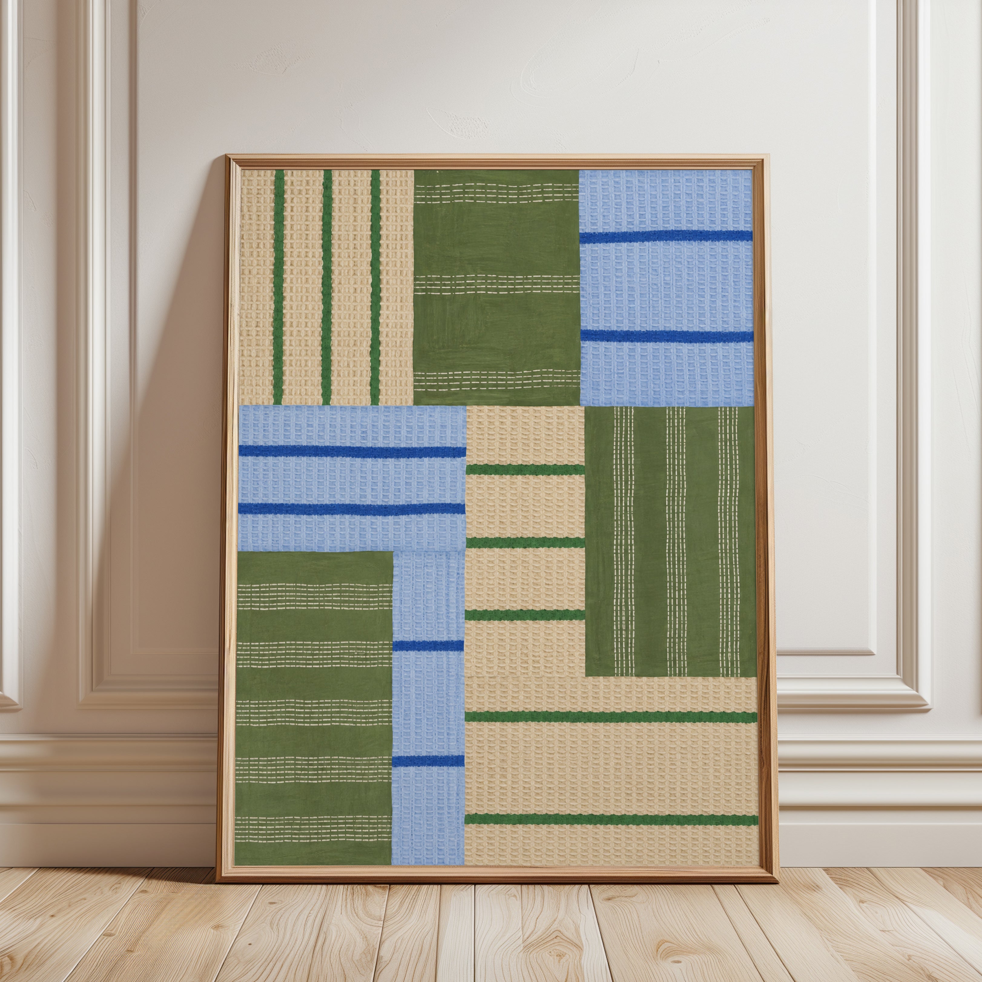 Textile Wall Art – Woven Geometric Print - framed detail