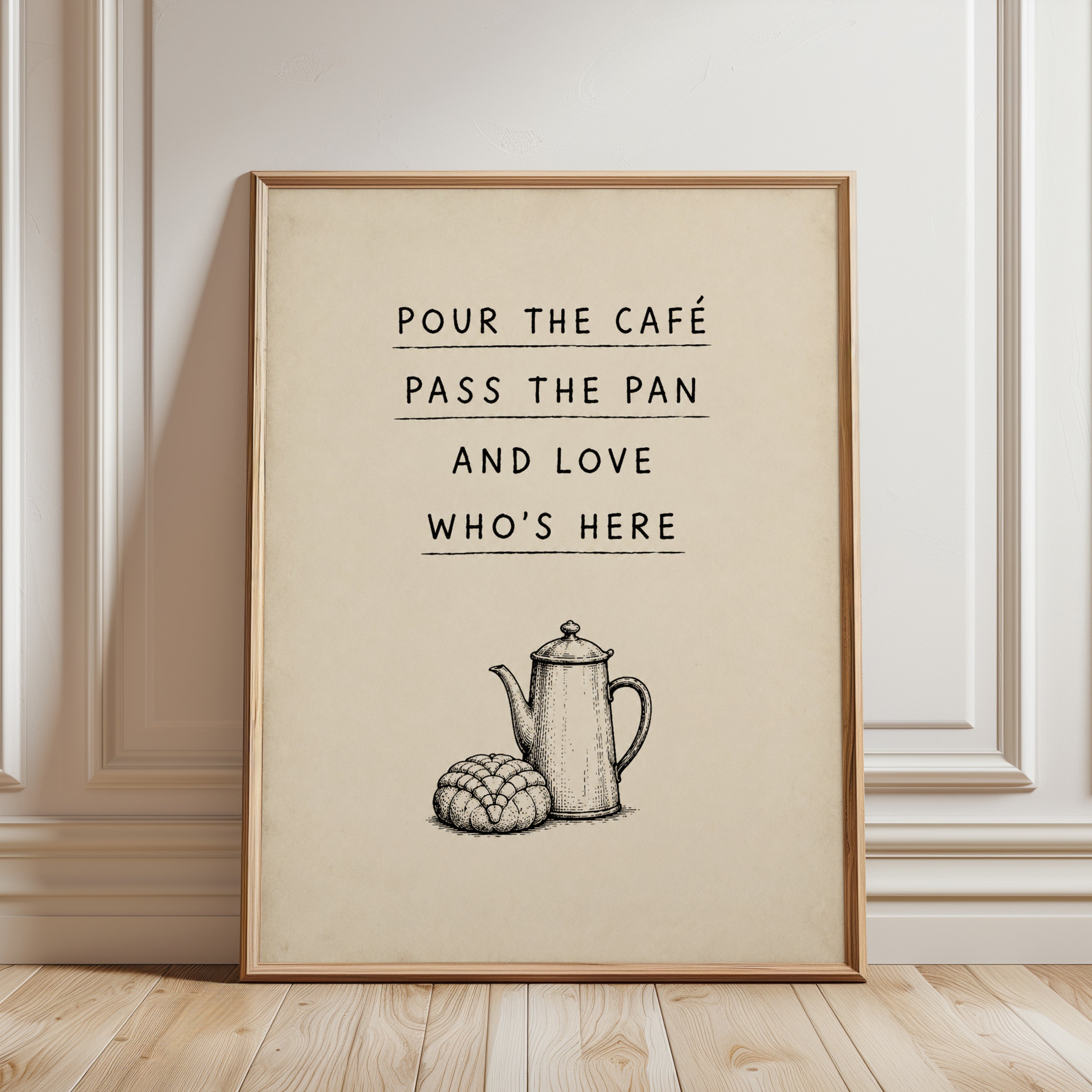 Coffee Quote Wall Art: French Vintage Style - framed detail