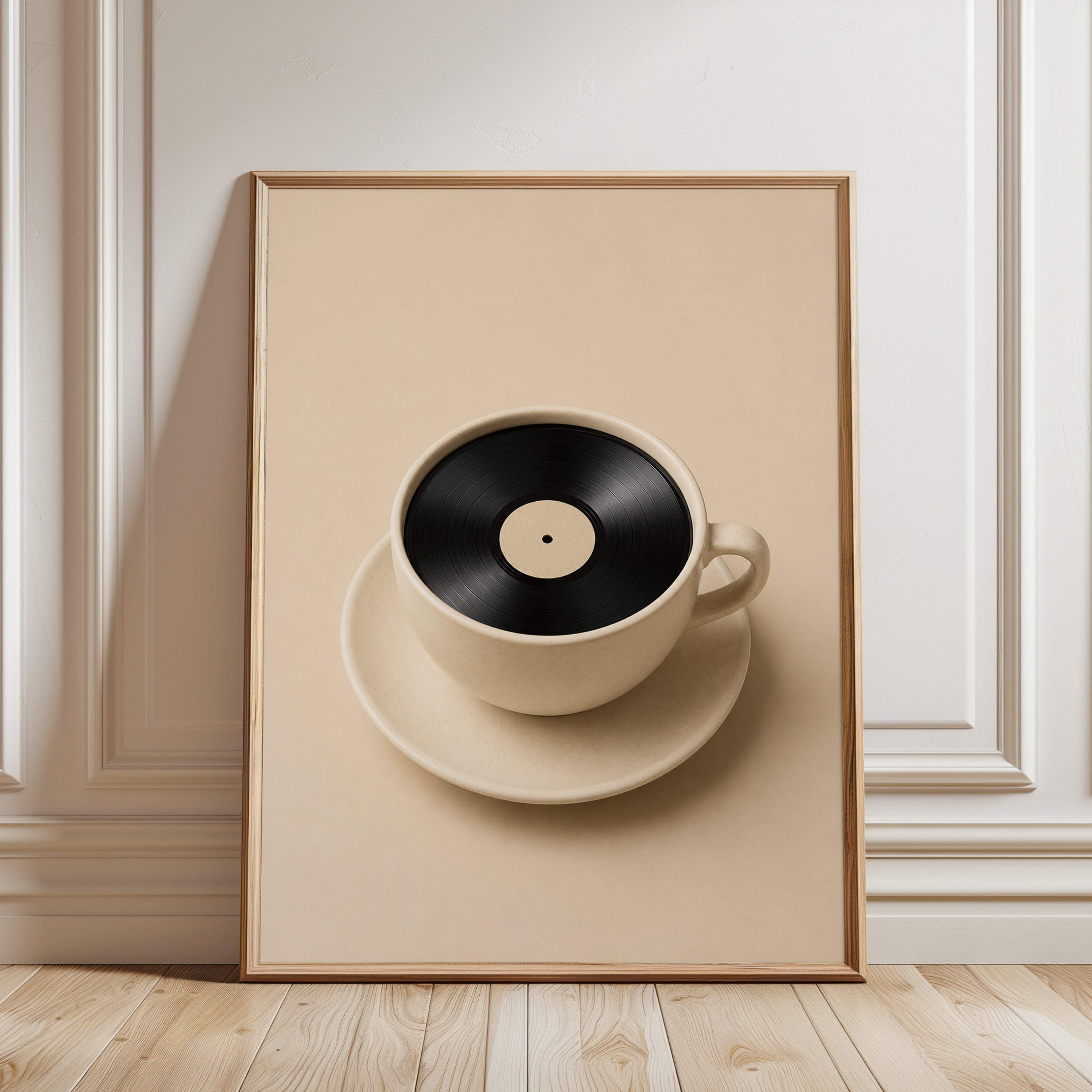 Coffee Vinyl Wall Art – Surreal Music Print - framed detail
