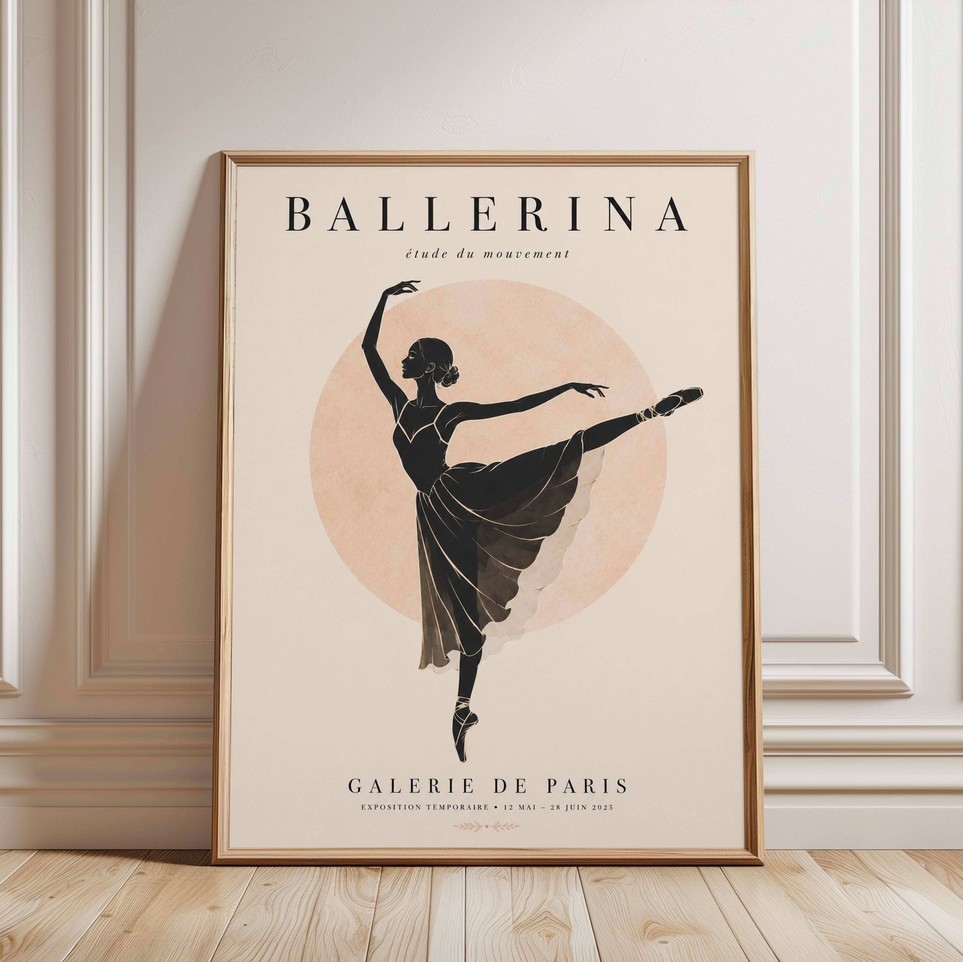 Ballerina Wall Art – Vintage Dance Poster - framed detail