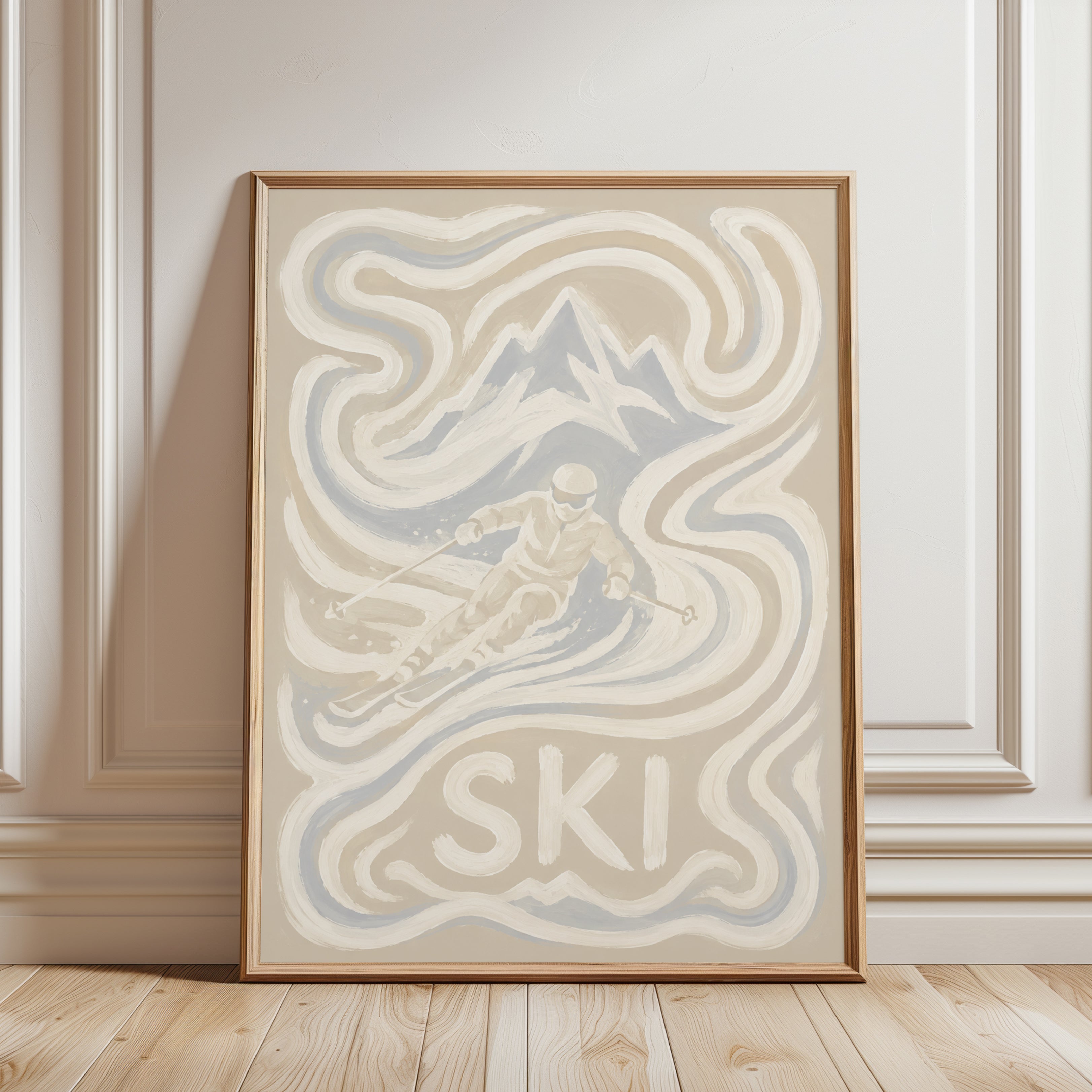 Ski Poster – Vintage Ski Wall Art - framed detail