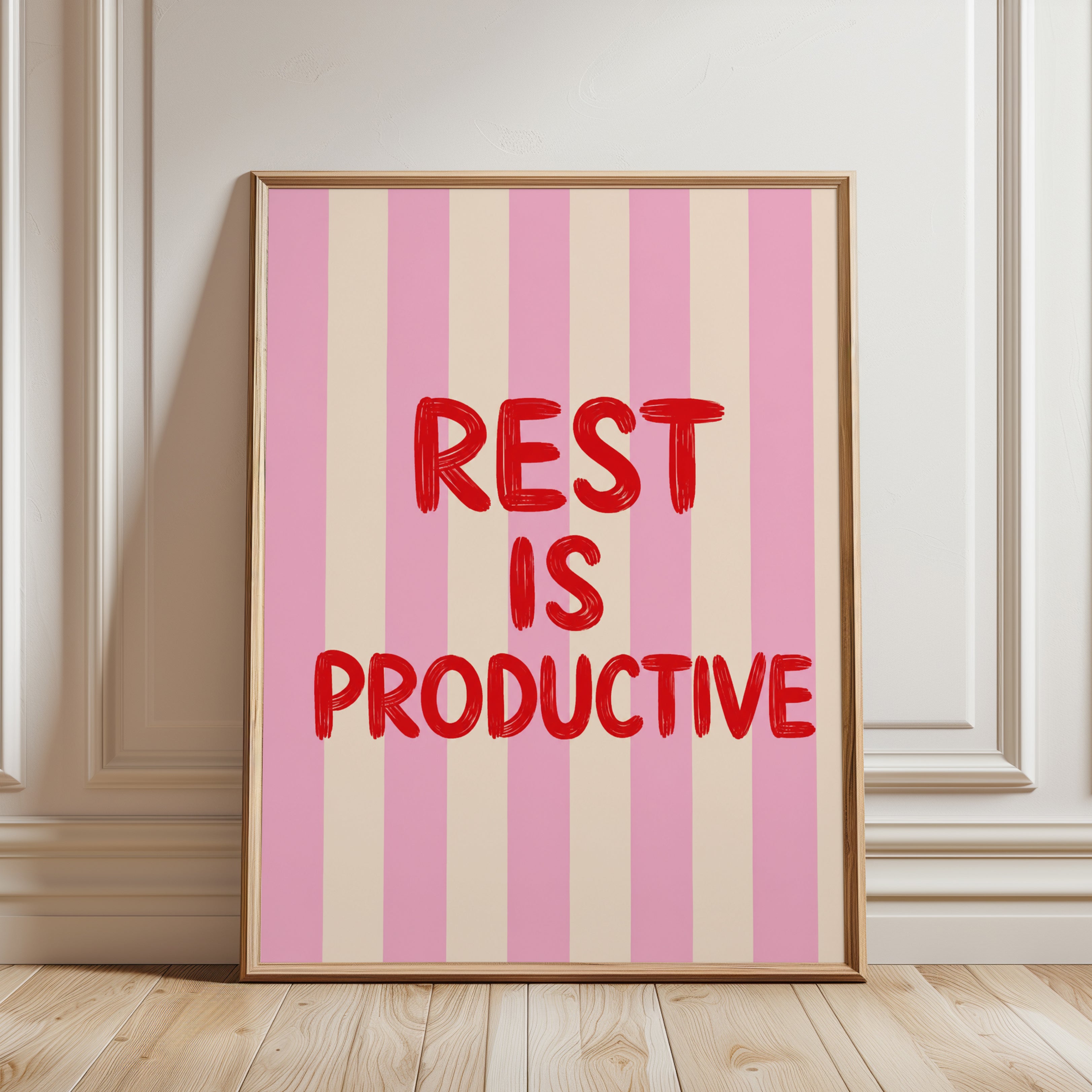Motivational Wall Art Print: Bold Red Typography - framed detail