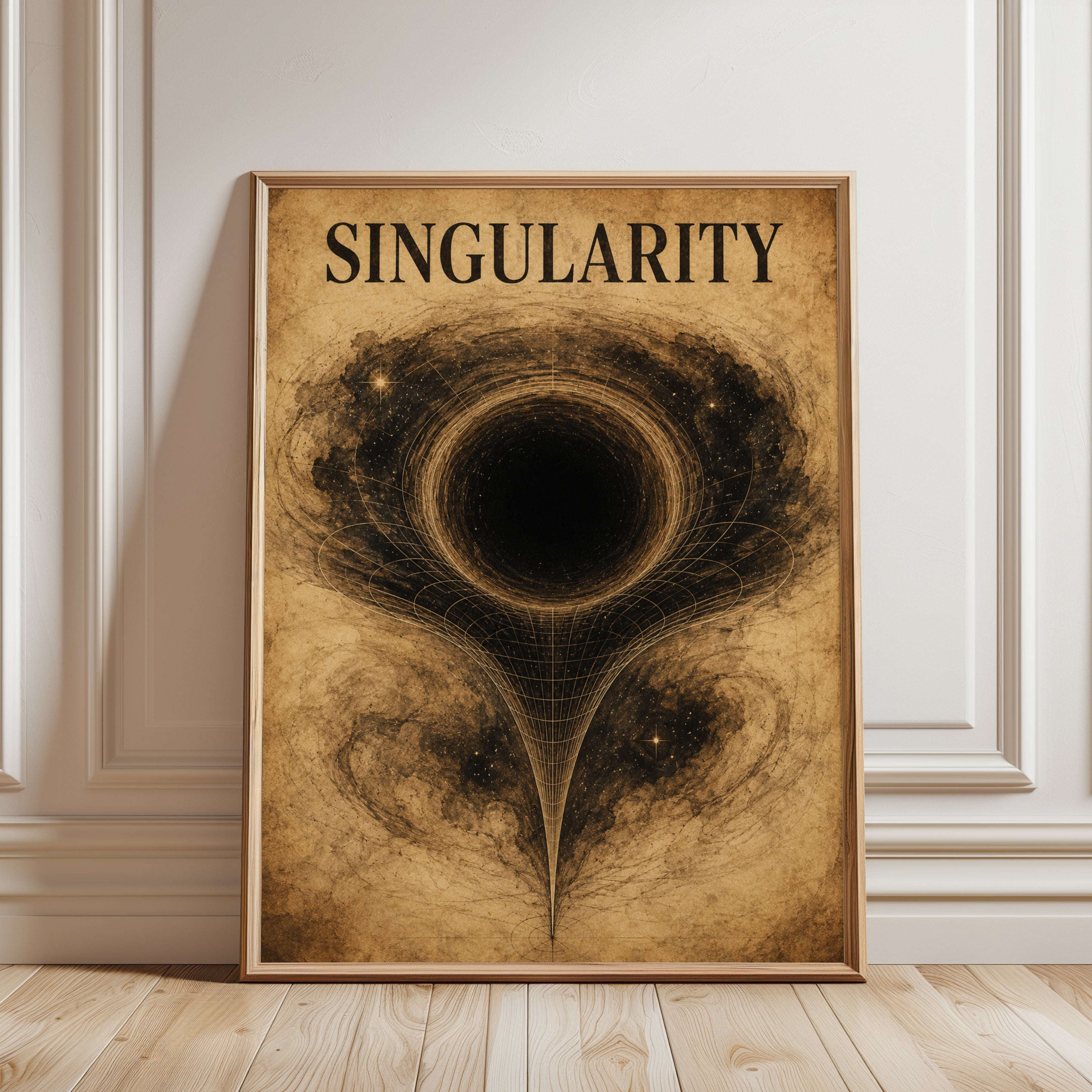 Singularity Print – Black Hole Wall Art - framed detail