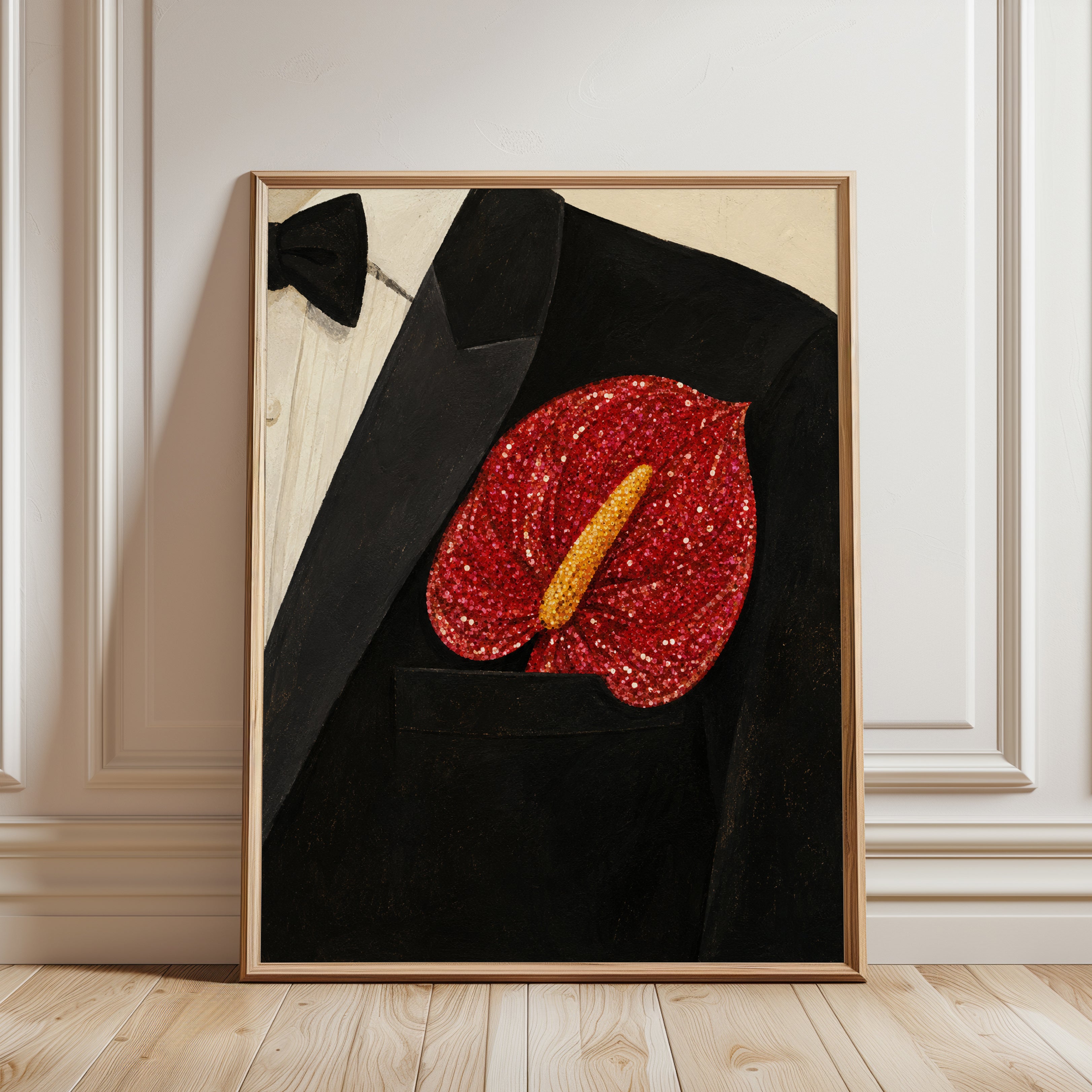 Anthurium Wall Art – Red Floral Print - framed detail