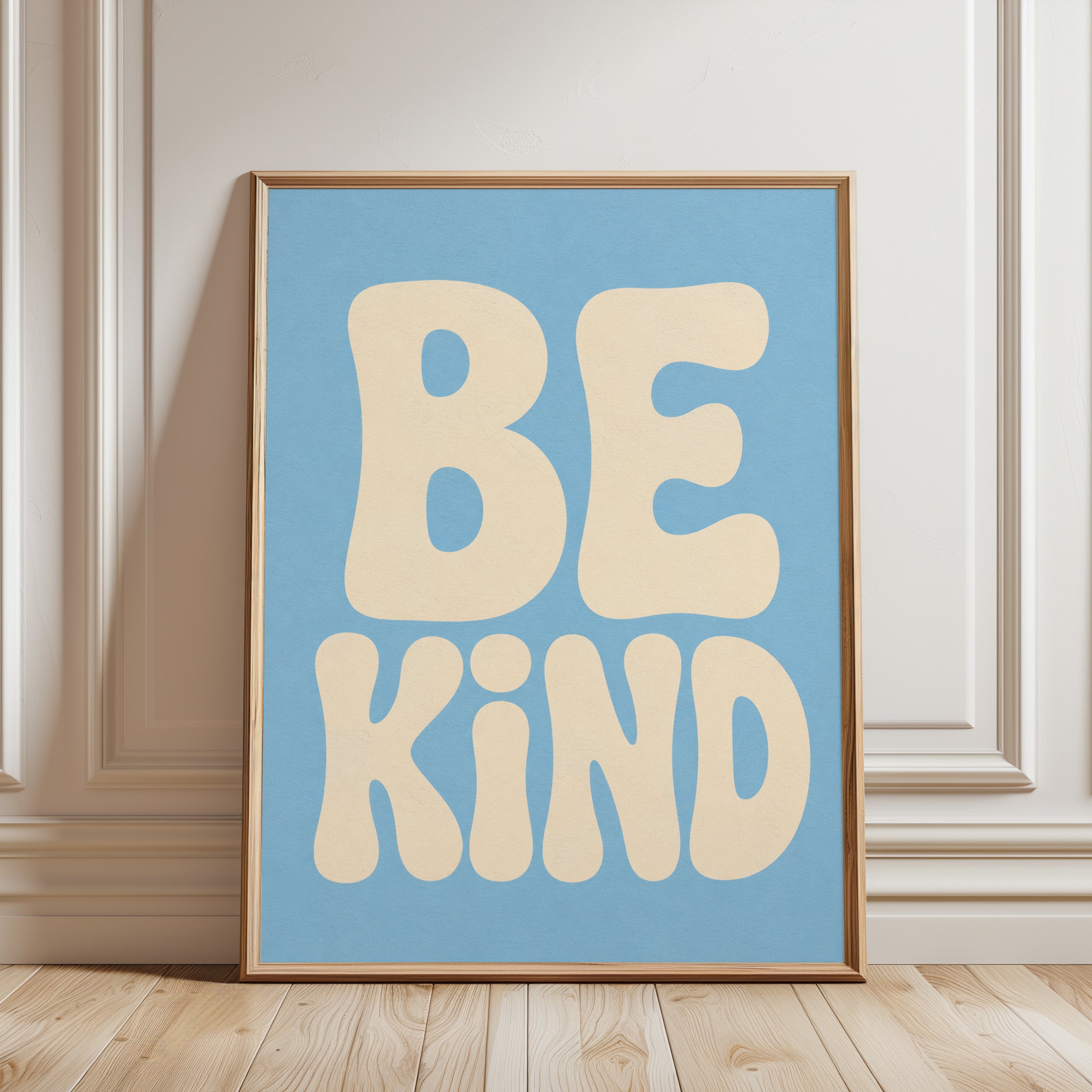 Be Kind Print: Retro 70s Typography Artwork (Bedroom & Office) - framed detail