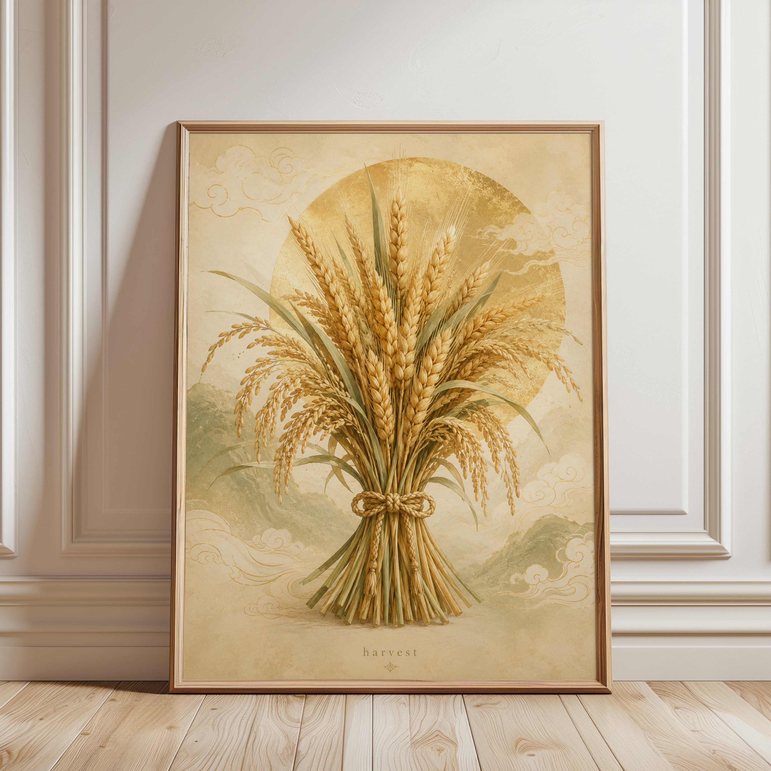 Wheat Wall Art – Harvest Print - framed detail