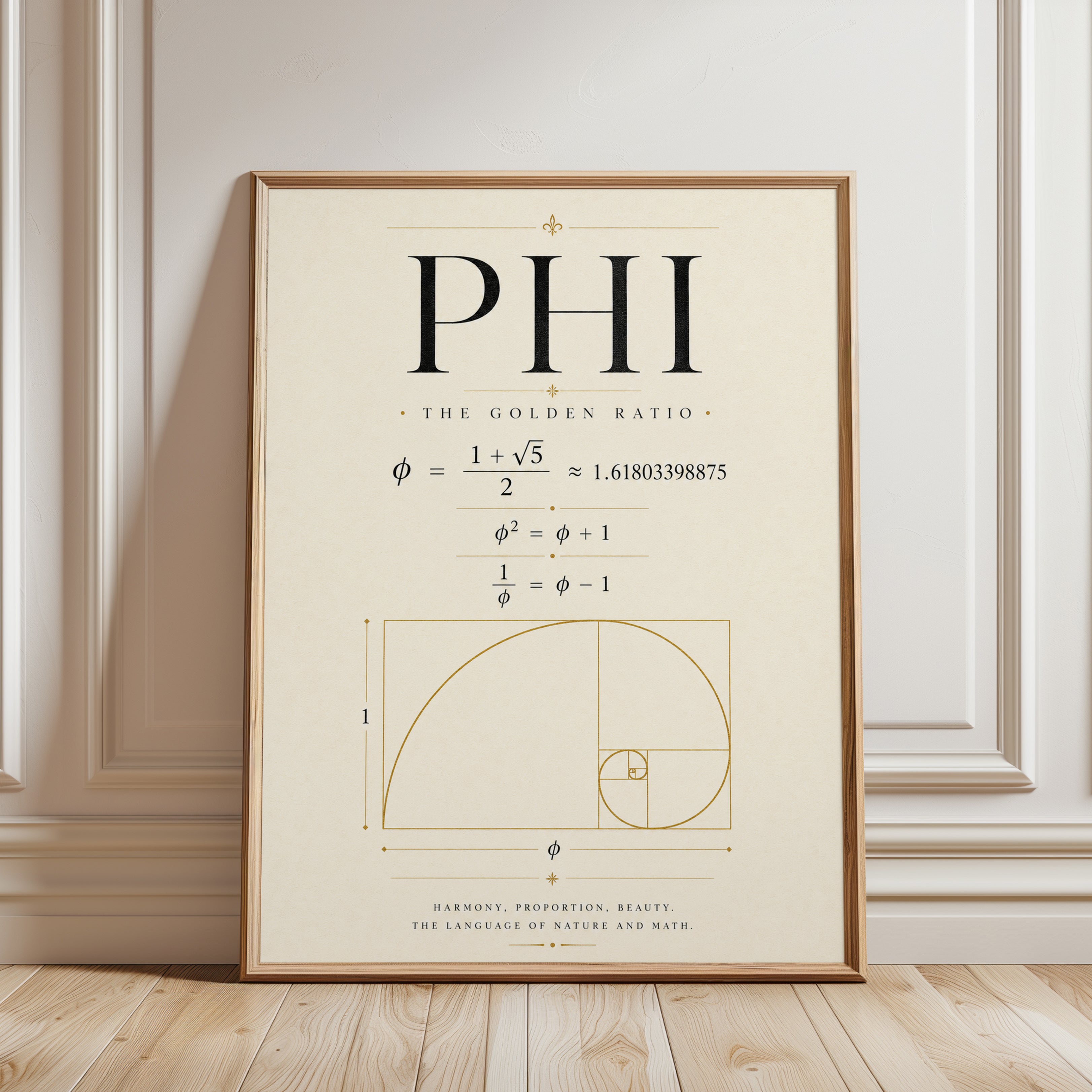 Golden Ratio Poster – Math Wall Art - framed detail