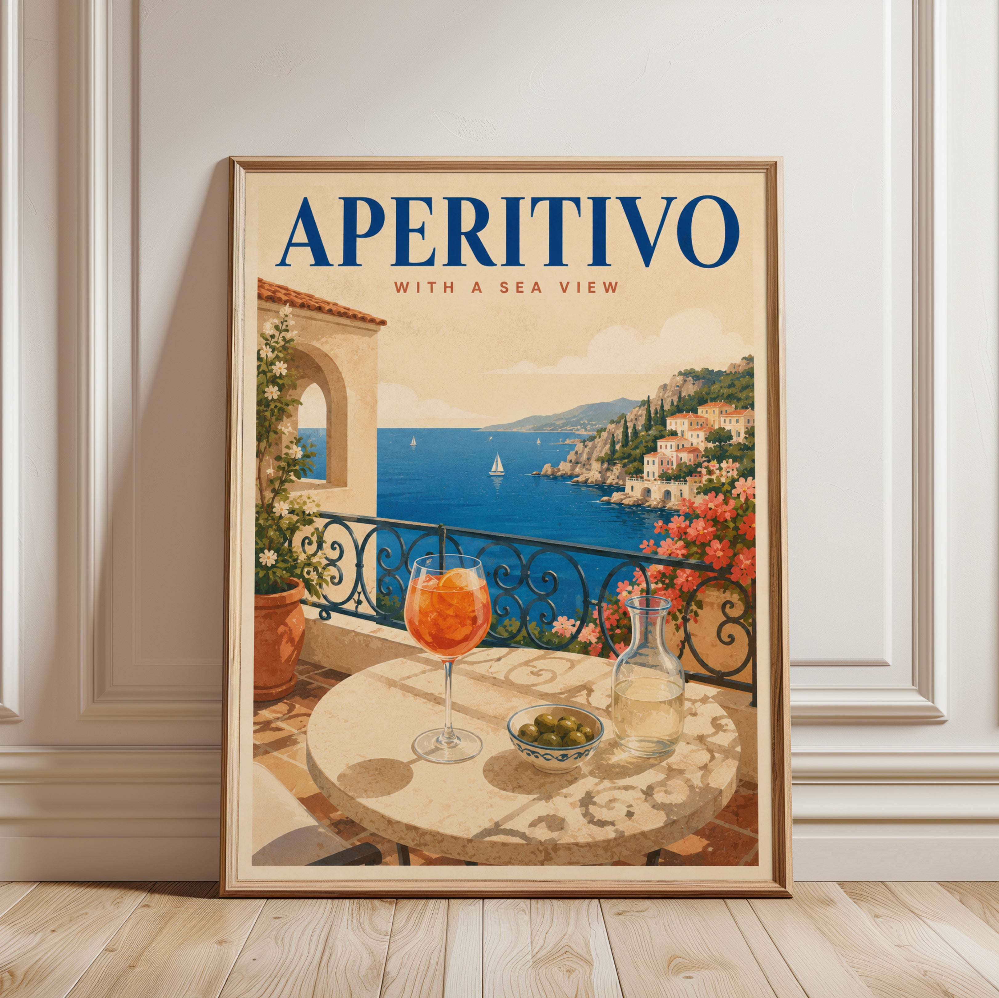 Aperitivo Wall Art – Italian Coastal Print - framed detail