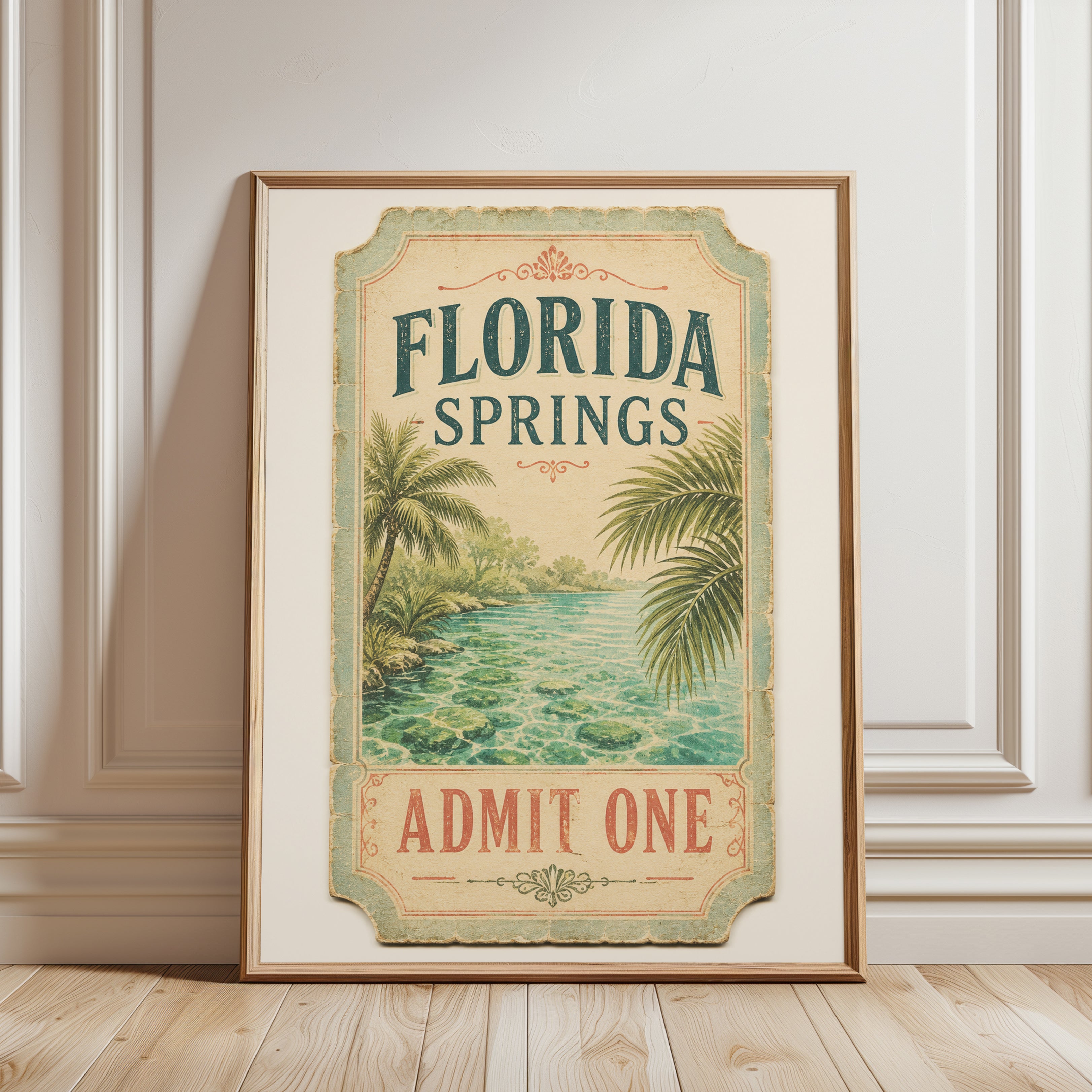 Florida Springs Poster – Vintage Travel Print - framed detail