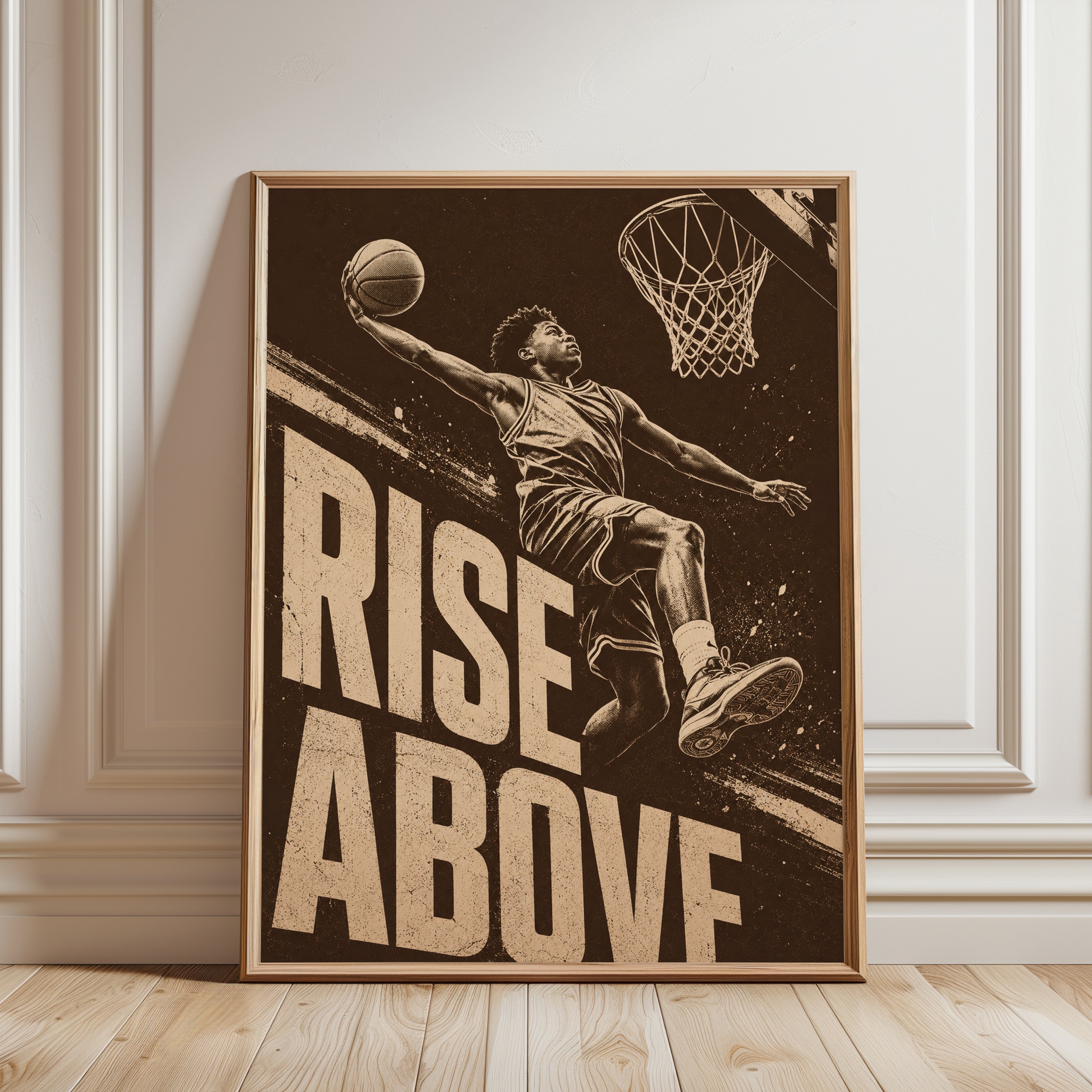 Basketball Wall Art – Sports Motivation Print - framed detail